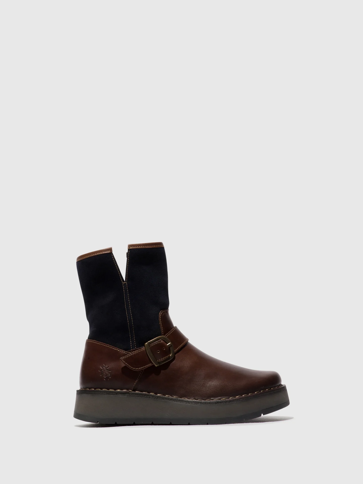 Buckle Ankle Boots RUTH101FLY DARK BROWN/ NAVY