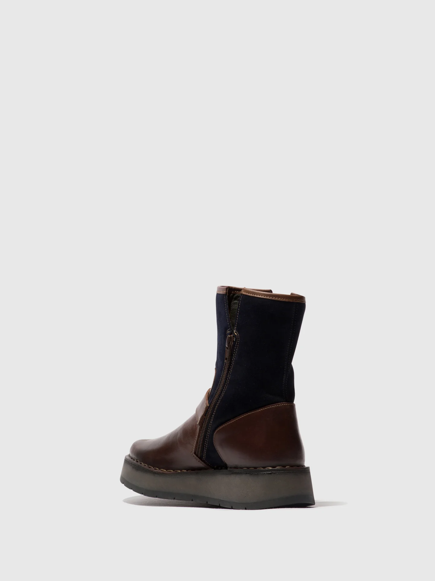 Buckle Ankle Boots RUTH101FLY DARK BROWN/ NAVY - Image 3