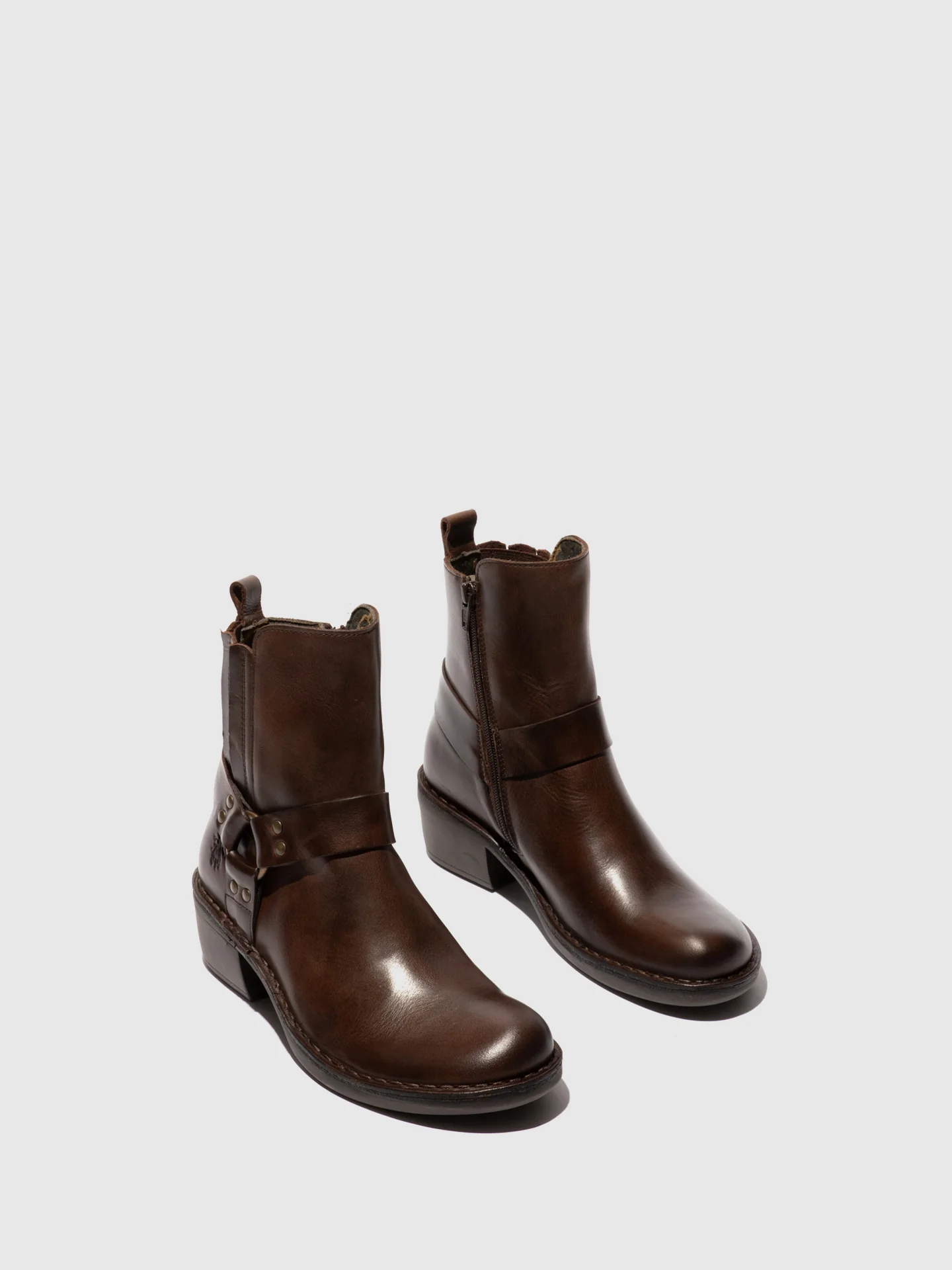 Zip Up Ankle Boots MEBI123FLY DARK BROWN - Image 2