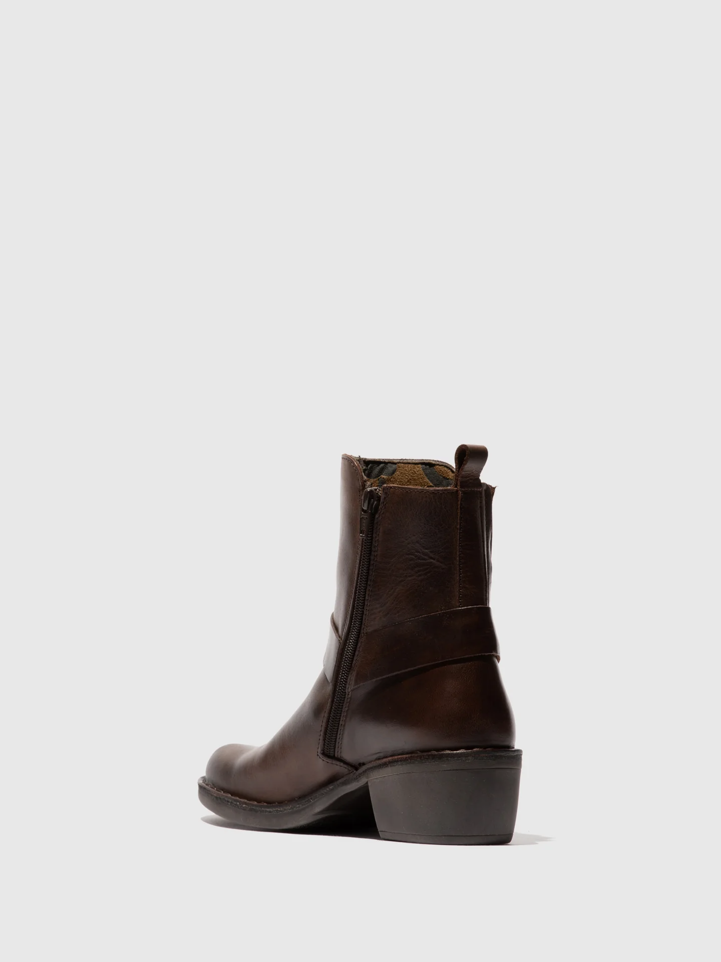 Zip Up Ankle Boots MEBI123FLY DARK BROWN - Image 3