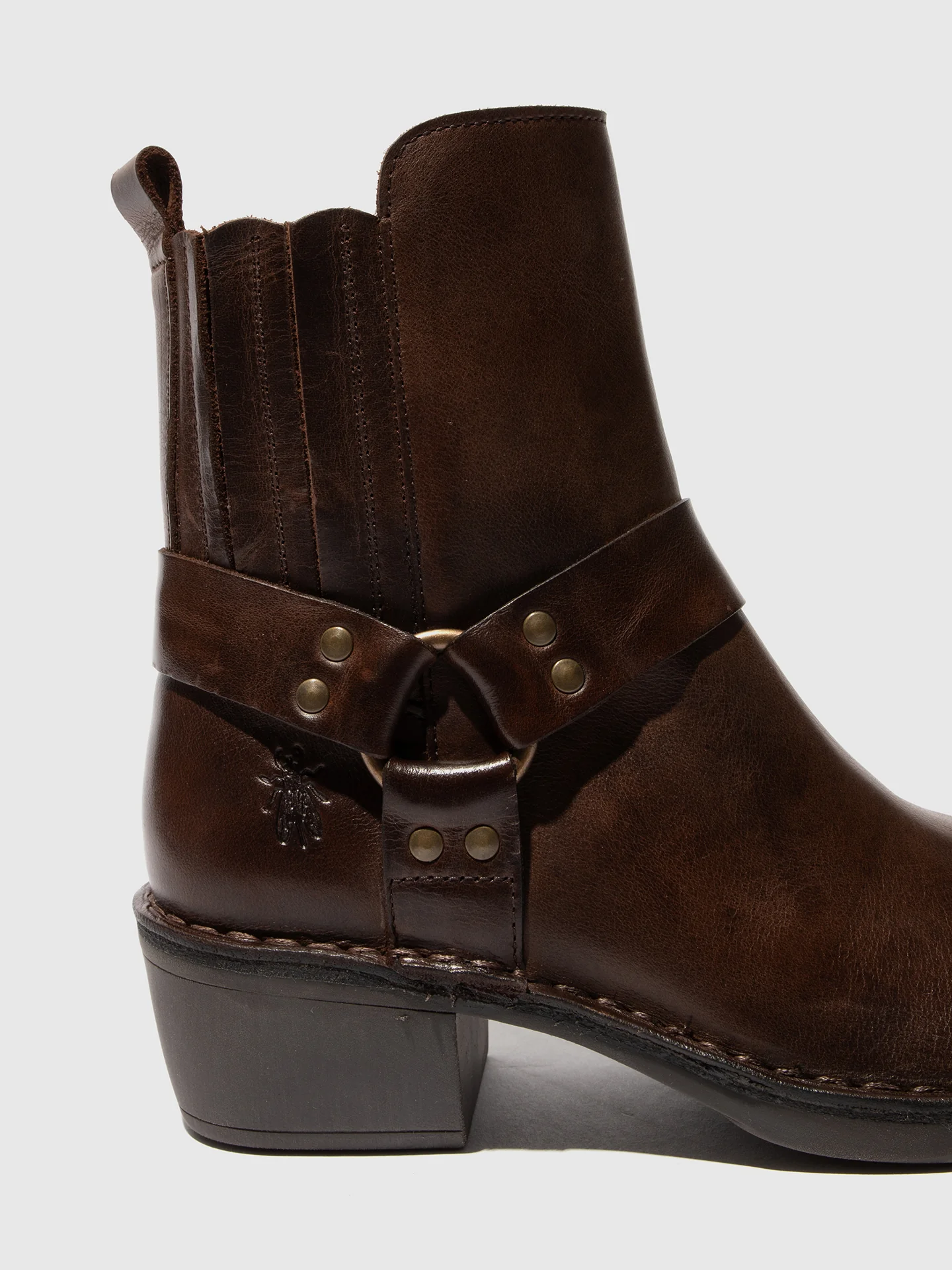 Zip Up Ankle Boots MEBI123FLY DARK BROWN - Image 4