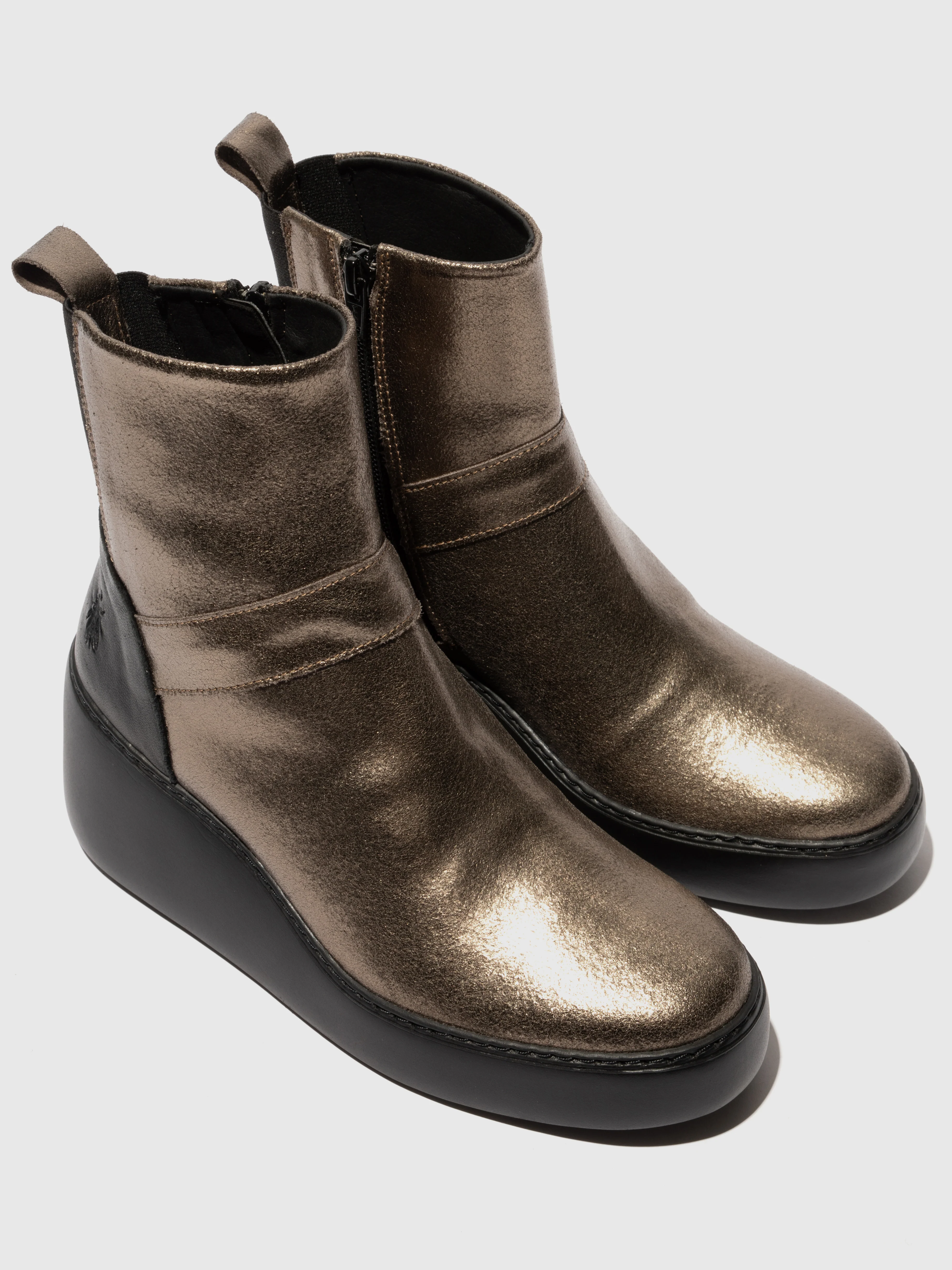 Zip Up Ankle Boots DOXE604FLY DARK GOLD - Image 4