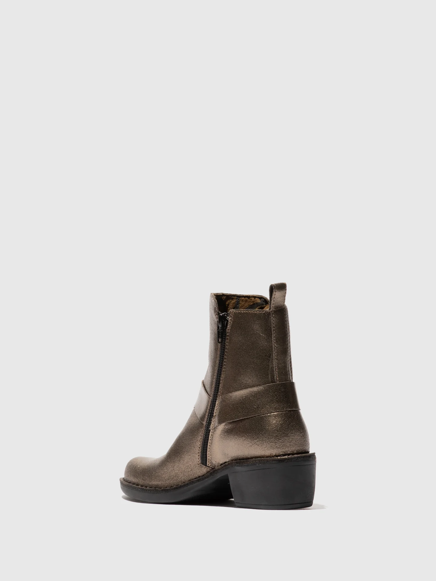 Zip Up Ankle Boots MEBI123FLY DARK GOLD - Image 3