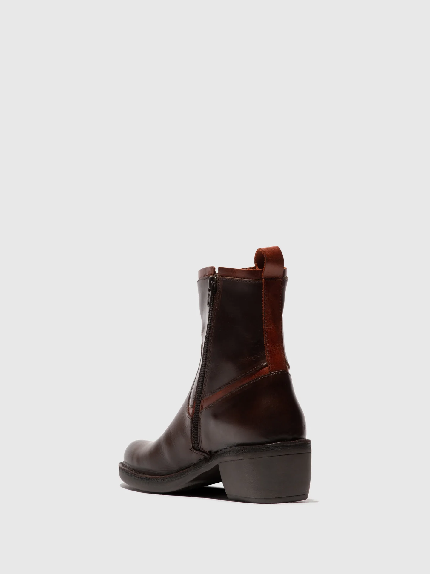 Zip Up Ankle Boots MIZI102FLY DK BROWN/BRICK - Image 3
