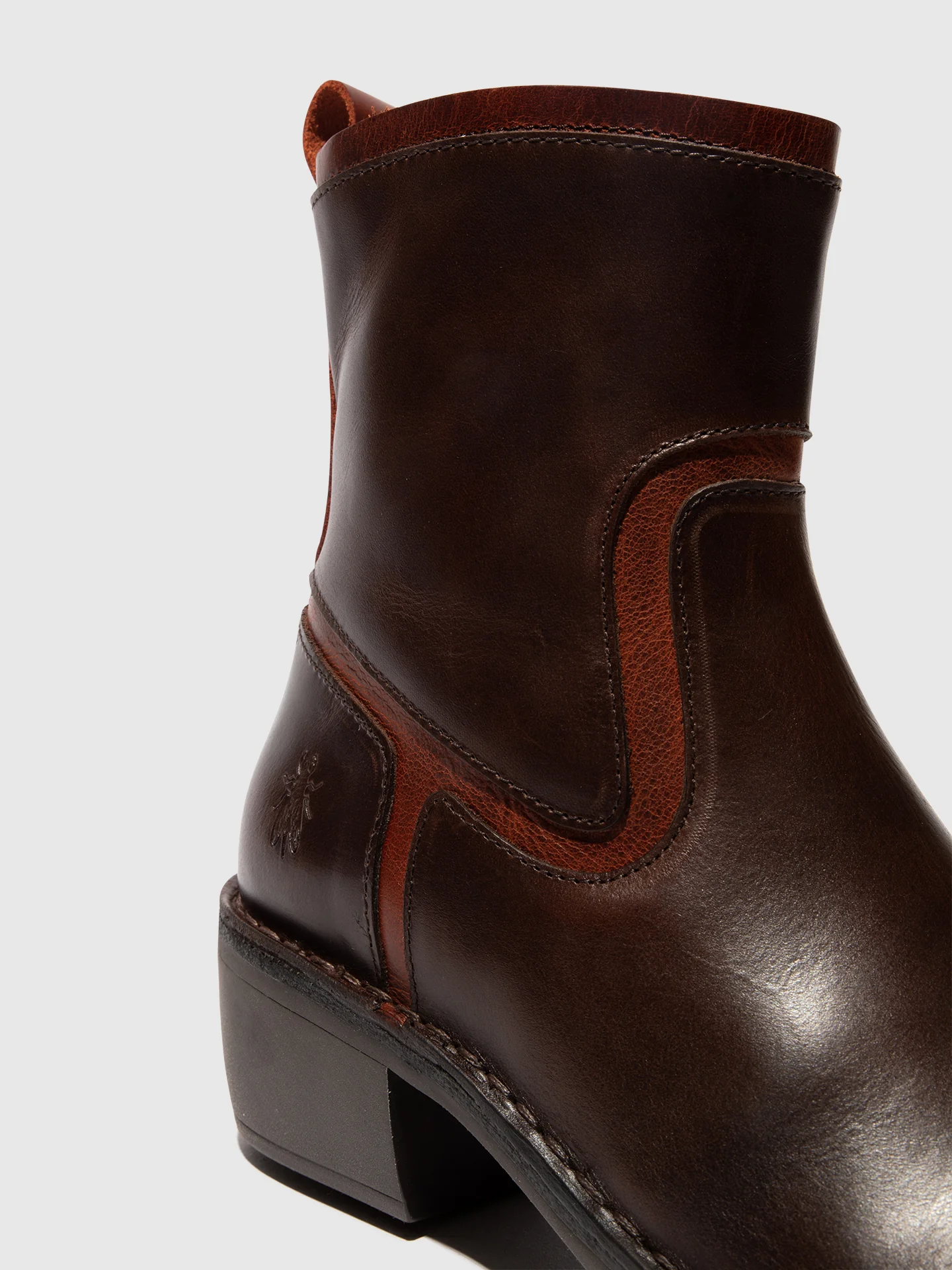 Zip Up Ankle Boots MIZI102FLY DK BROWN/BRICK - Image 4
