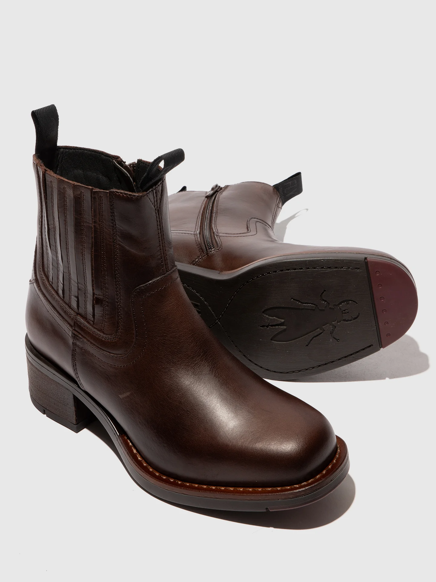 Zip Up Ankle Boots RALI513FLY DK.BROWN - Image 4