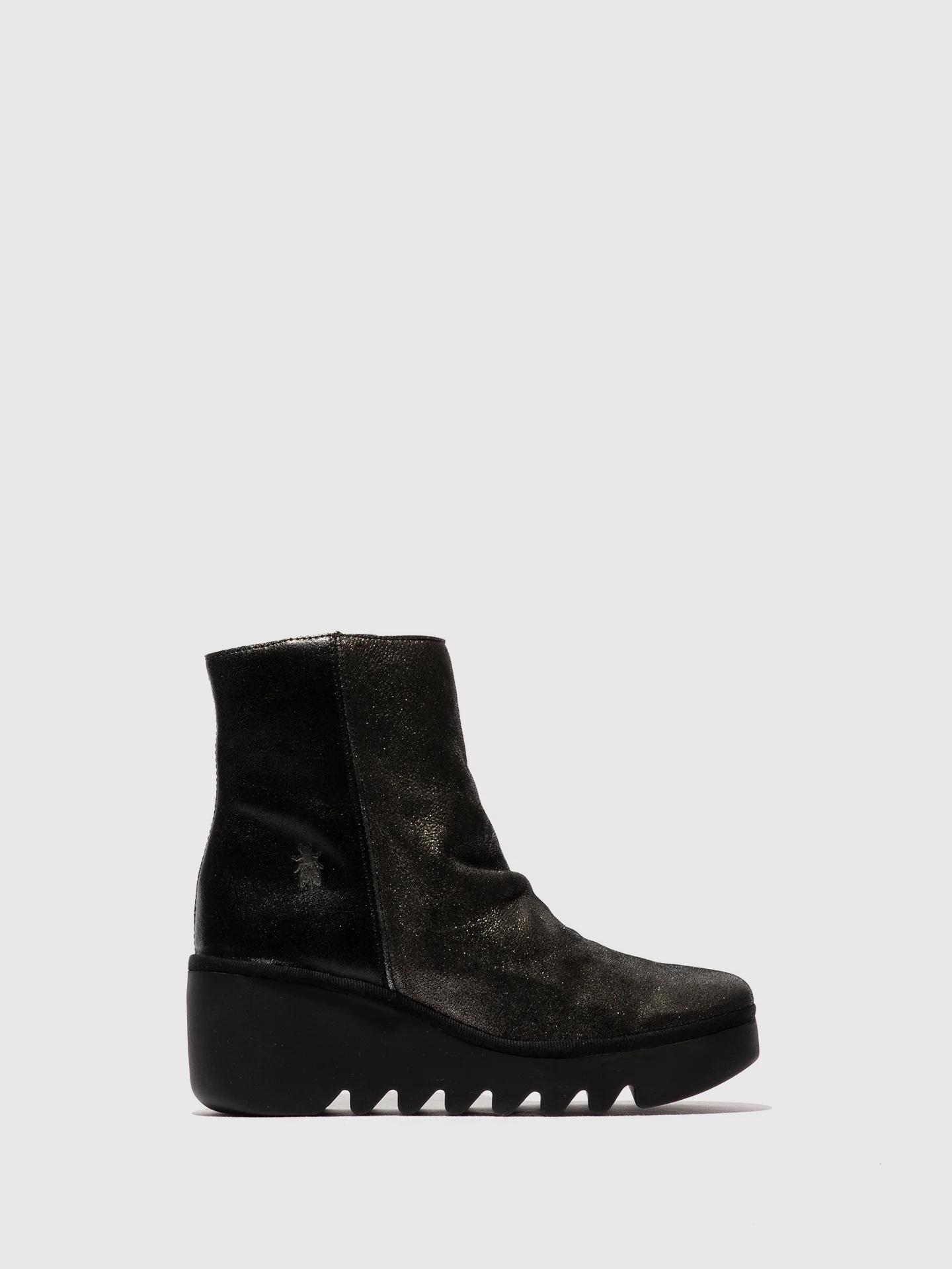 Zip Up Ankle Boots BAAN538FLY DK. FLASH/OIL SUEDE SILVER/BLACK