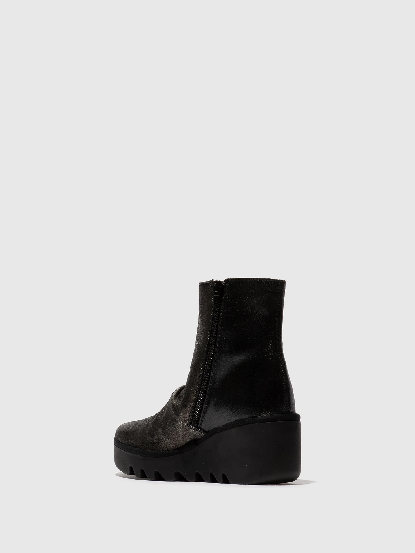 Zip Up Ankle Boots BAAN538FLY DK. FLASH/OIL SUEDE SILVER/BLACK - Image 3