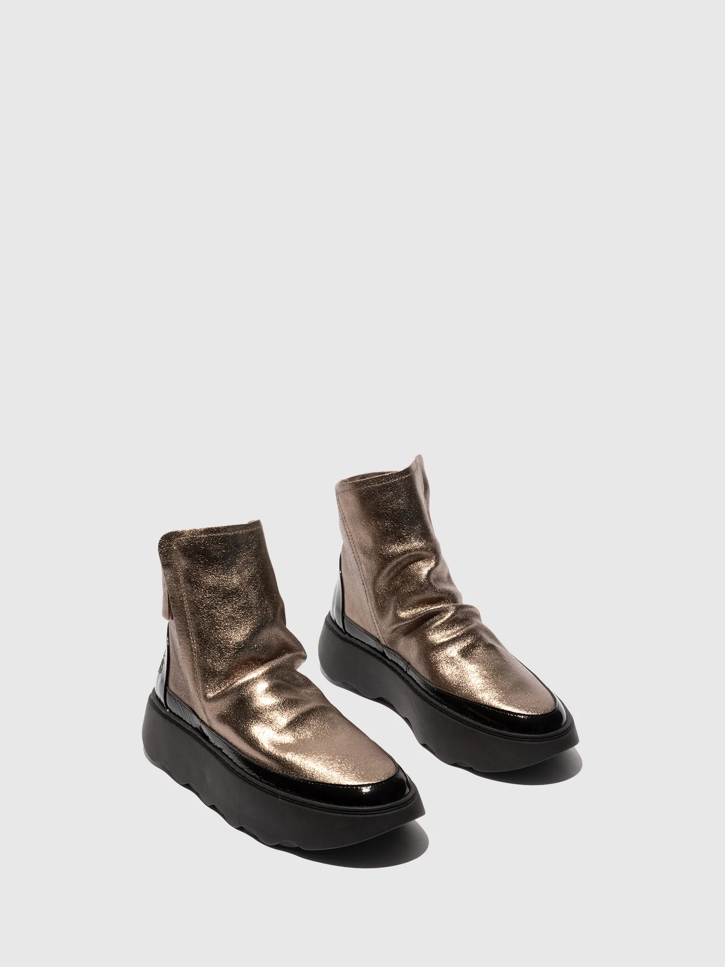 Zip Up Ankle Boots FABY728FLY DK. GOLD/BLACK - Image 4