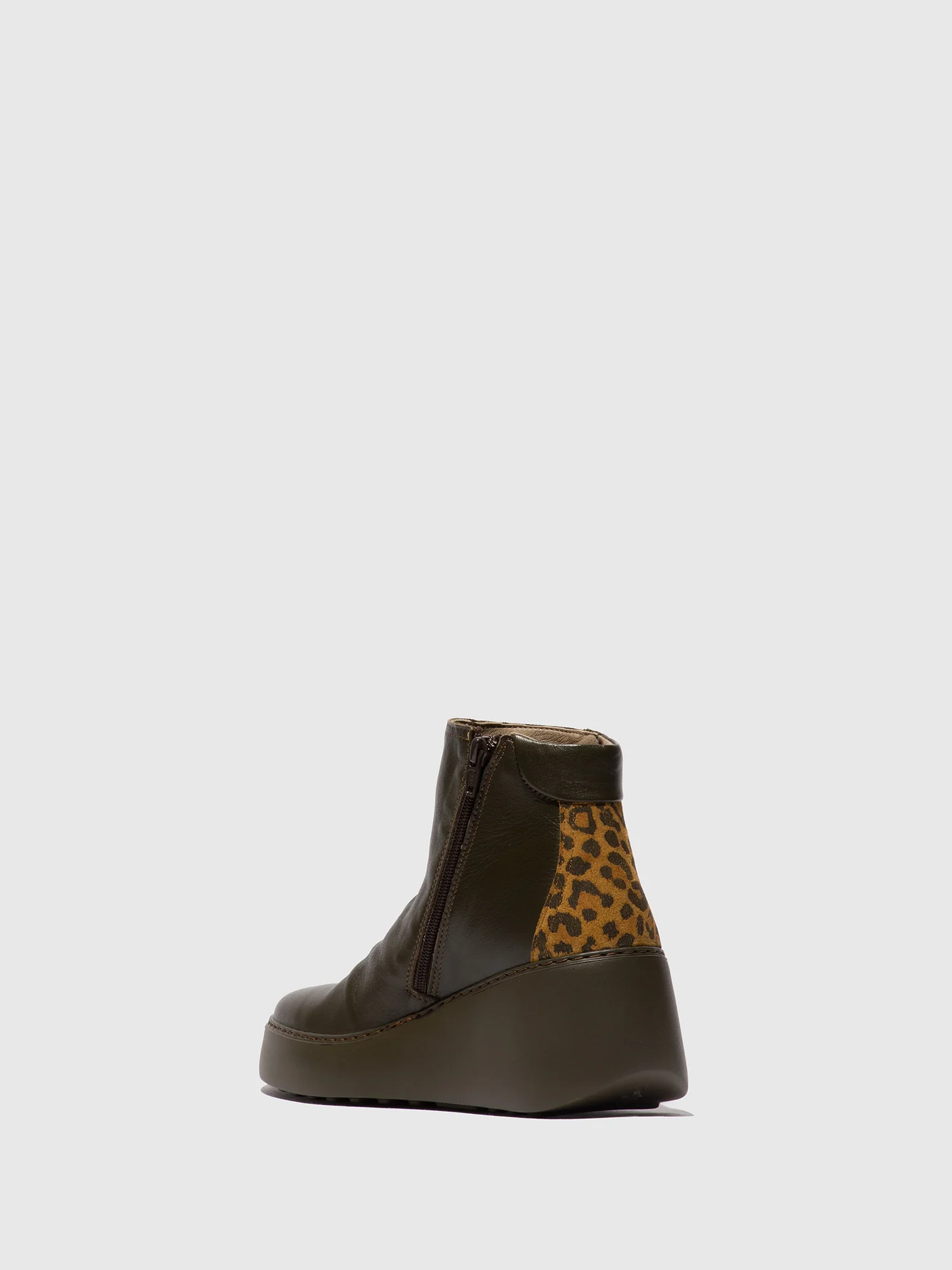 Zip Up Ankle Boots DABE461FLY DK.GREEN/TAN - Image 3
