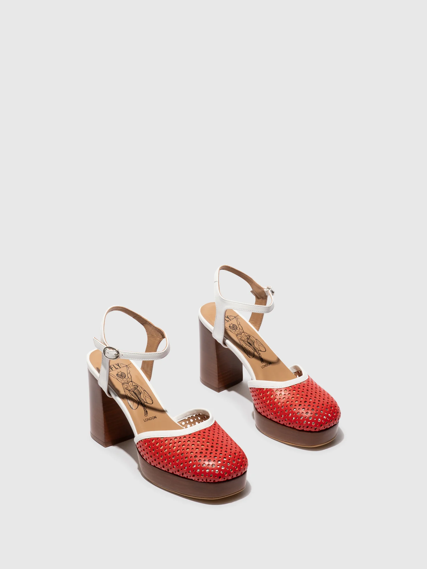 Sling-Back Sandals ELZA241FLY DK.RED/WHITE - Image 2