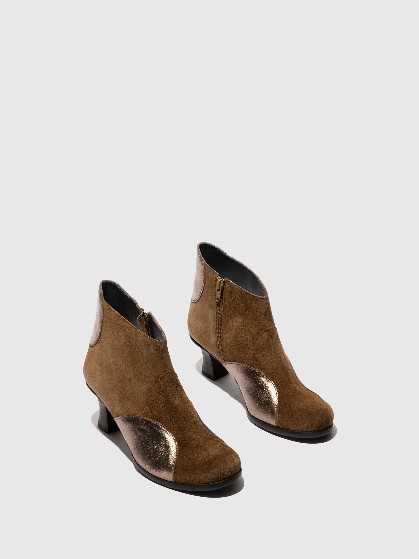 Zip Up Ankle Boots BLAIN343FLY ELEPHANT/DK GOLD - Image 2