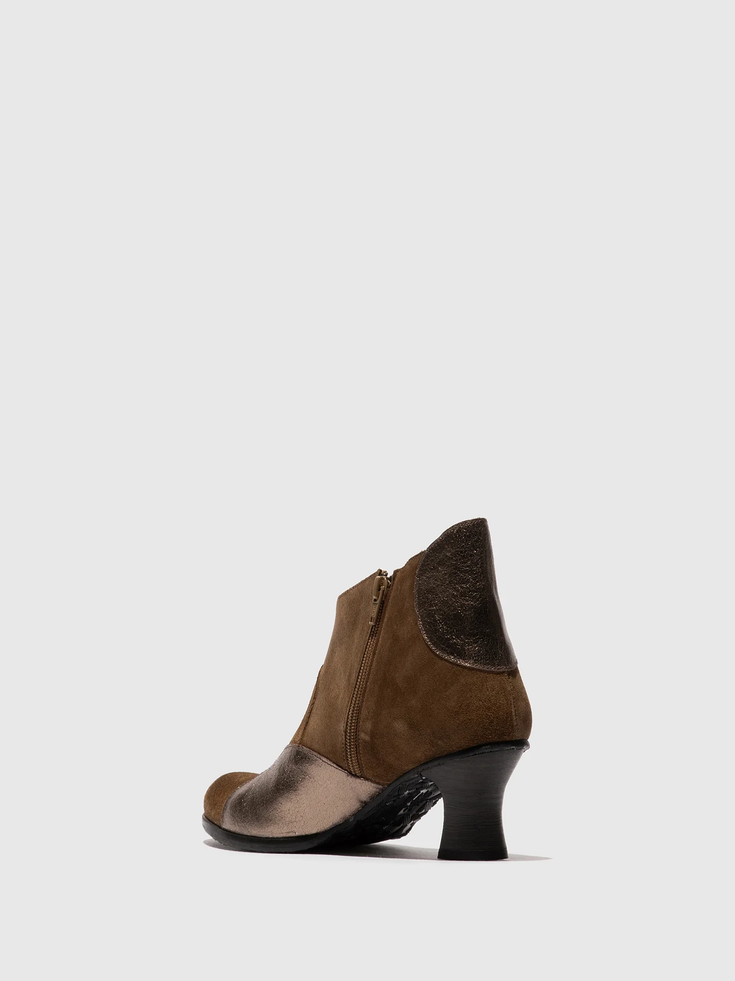 Zip Up Ankle Boots BLAIN343FLY ELEPHANT/DK GOLD - Image 3