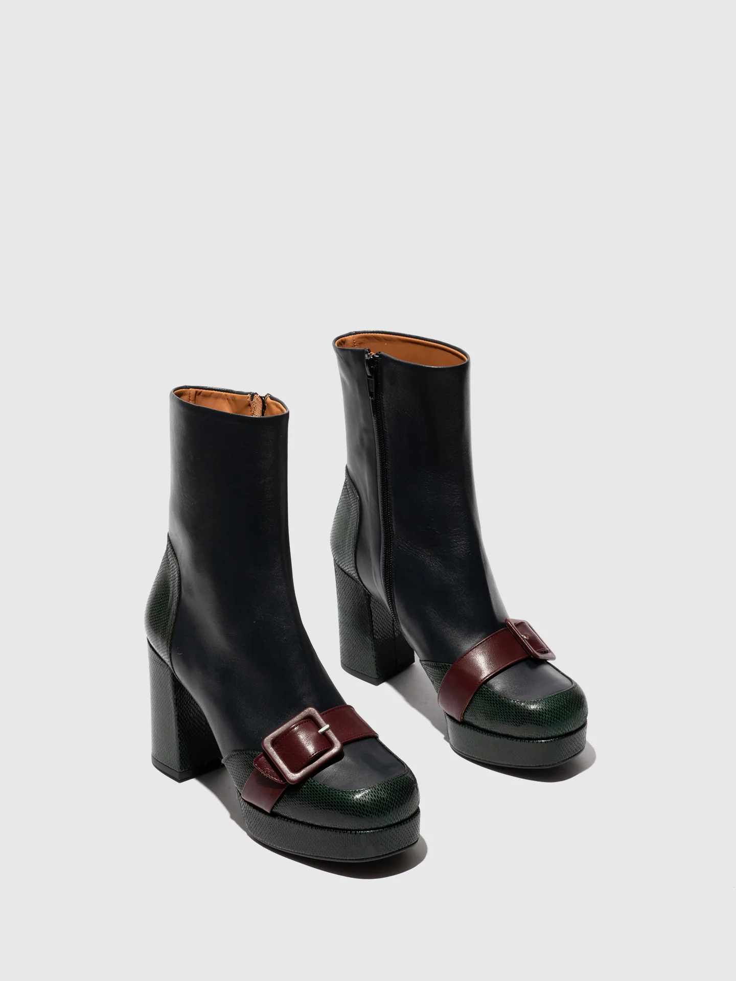 Zip Up Ankle Boots EFOL352FLY EMERALD/NAVY/PURPLE - Image 2