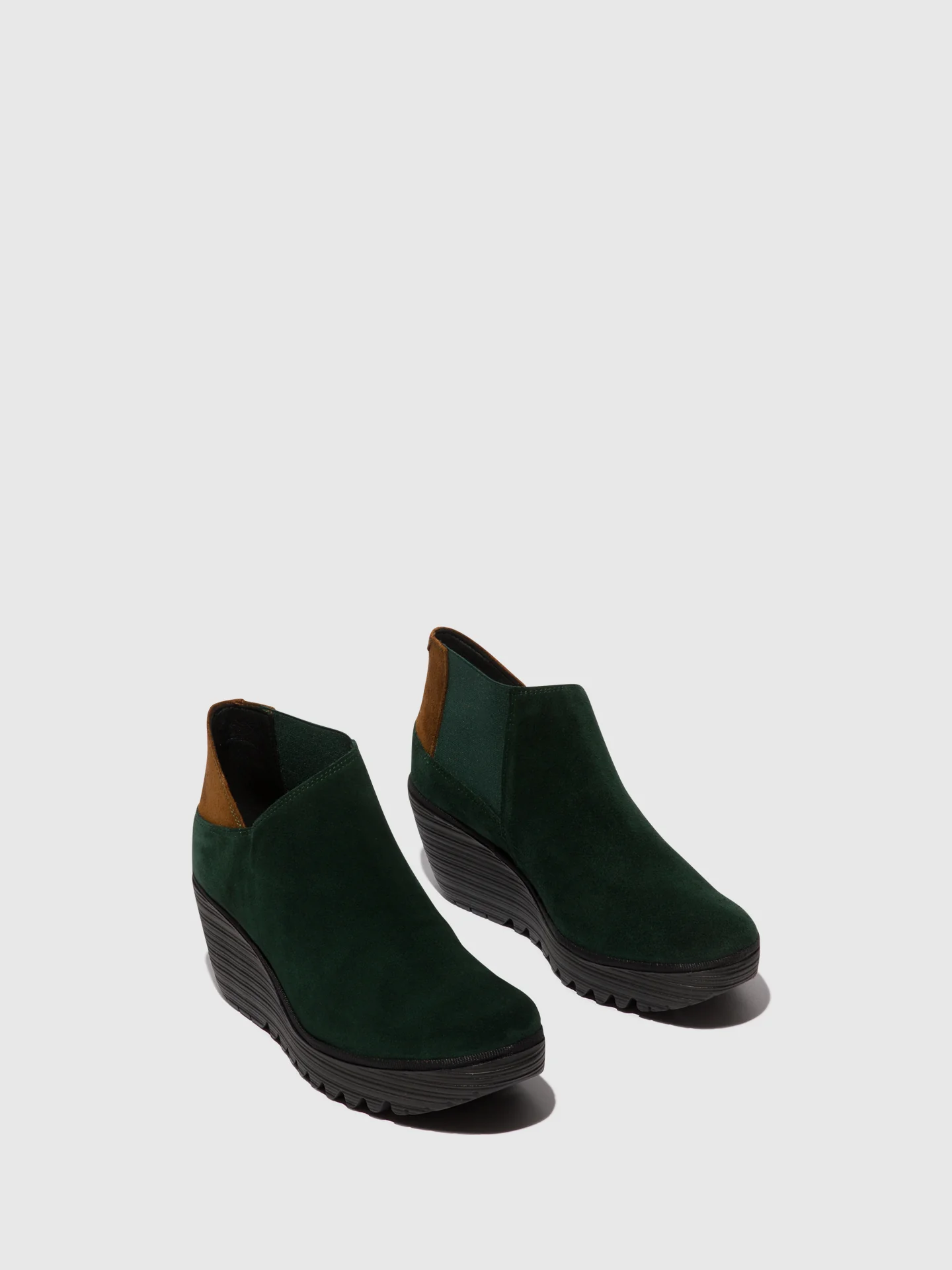Zip Up Ankle Boots YEGO400FLY FOREST GREEN/CAMEL - Image 2
