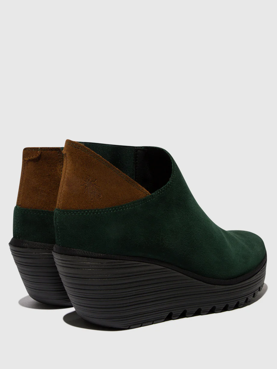 Zip Up Ankle Boots YEGO400FLY FOREST GREEN/CAMEL - Image 4