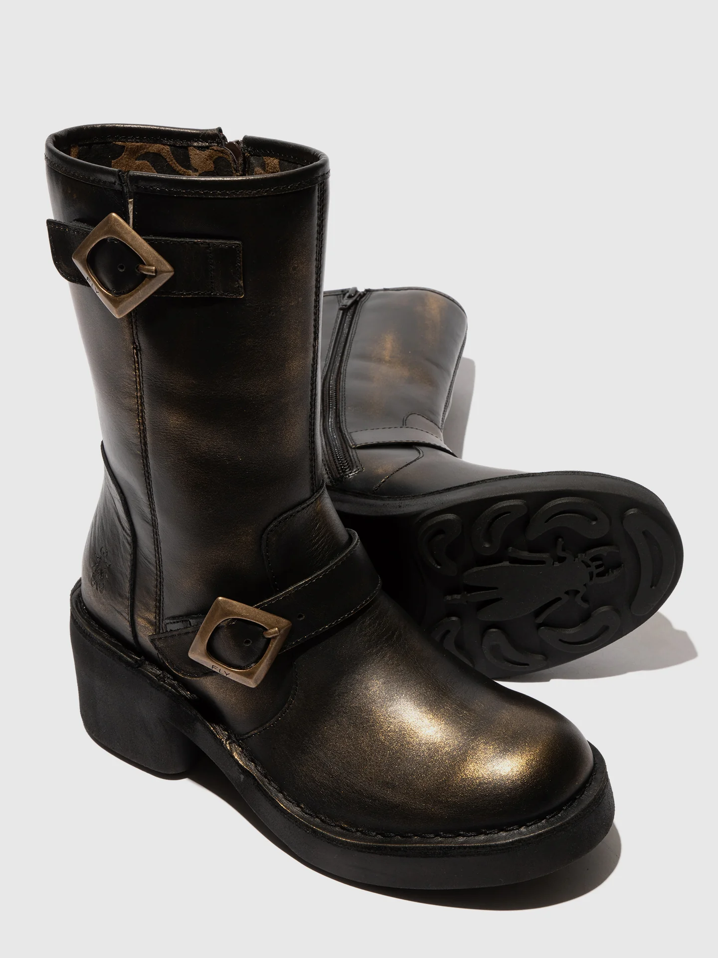 Zip Up Ankle Boots NATY192FLY GOLD - Image 4