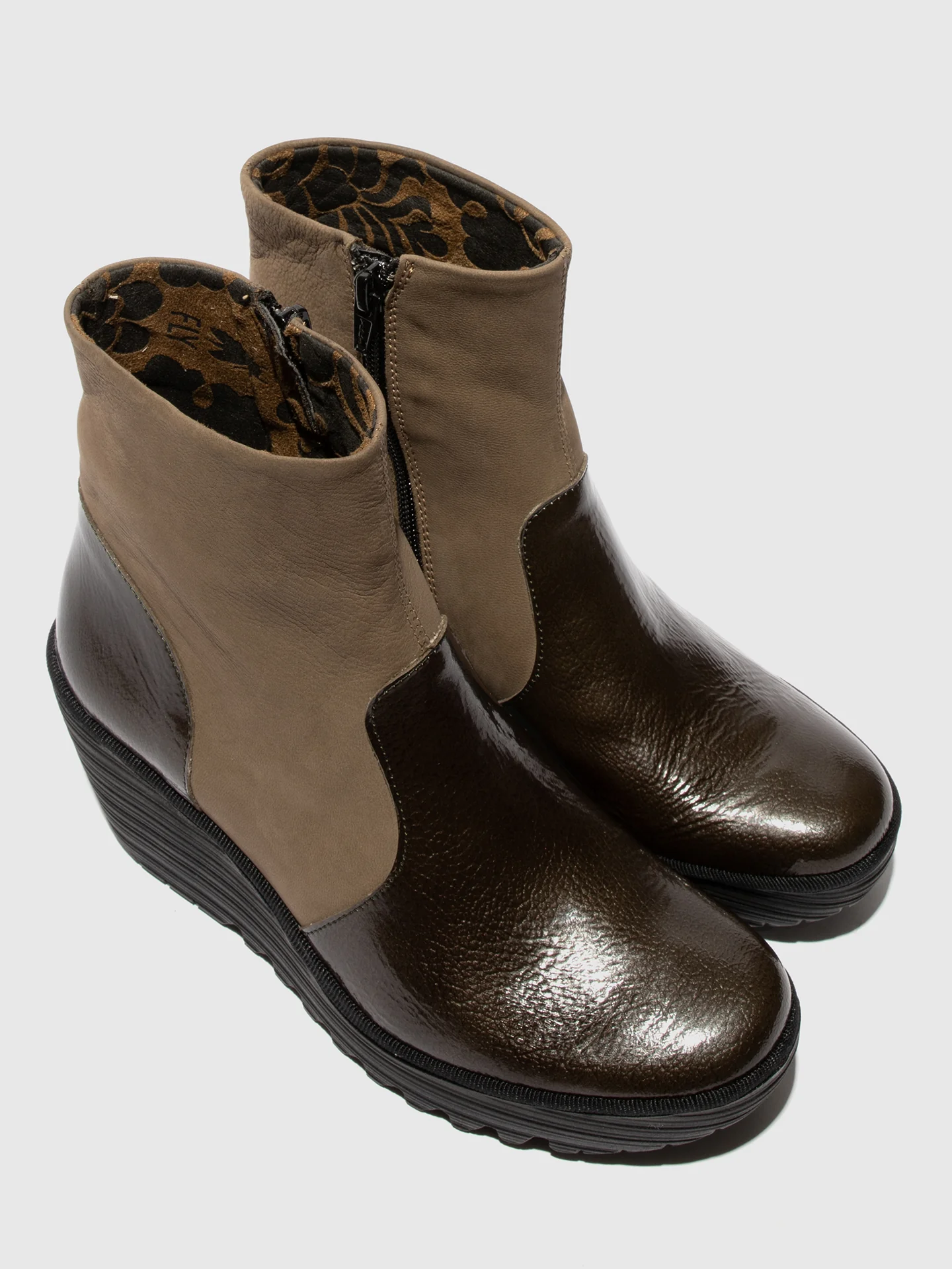 Zip Up Ankle Boots YUXI506FLY GREEN/KHAKI - Image 4