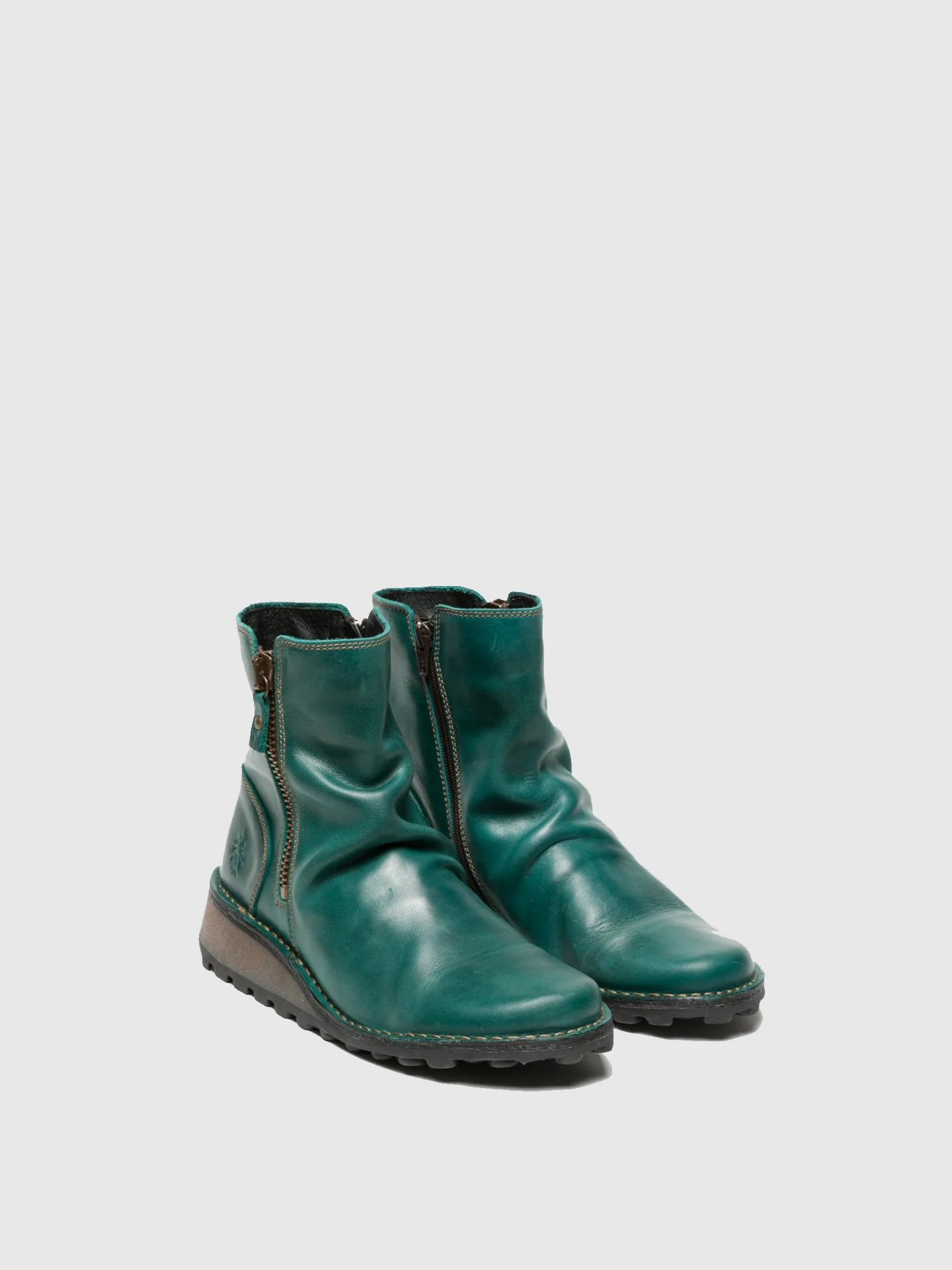 Zip Up Ankle Boots MON944FLY PETROL - Image 2