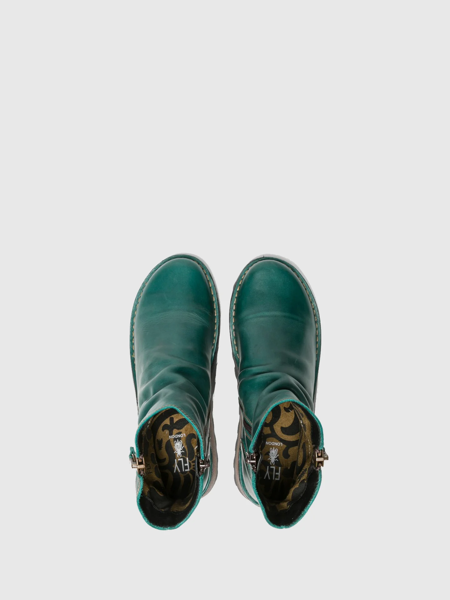 Zip Up Ankle Boots MON944FLY PETROL - Image 4