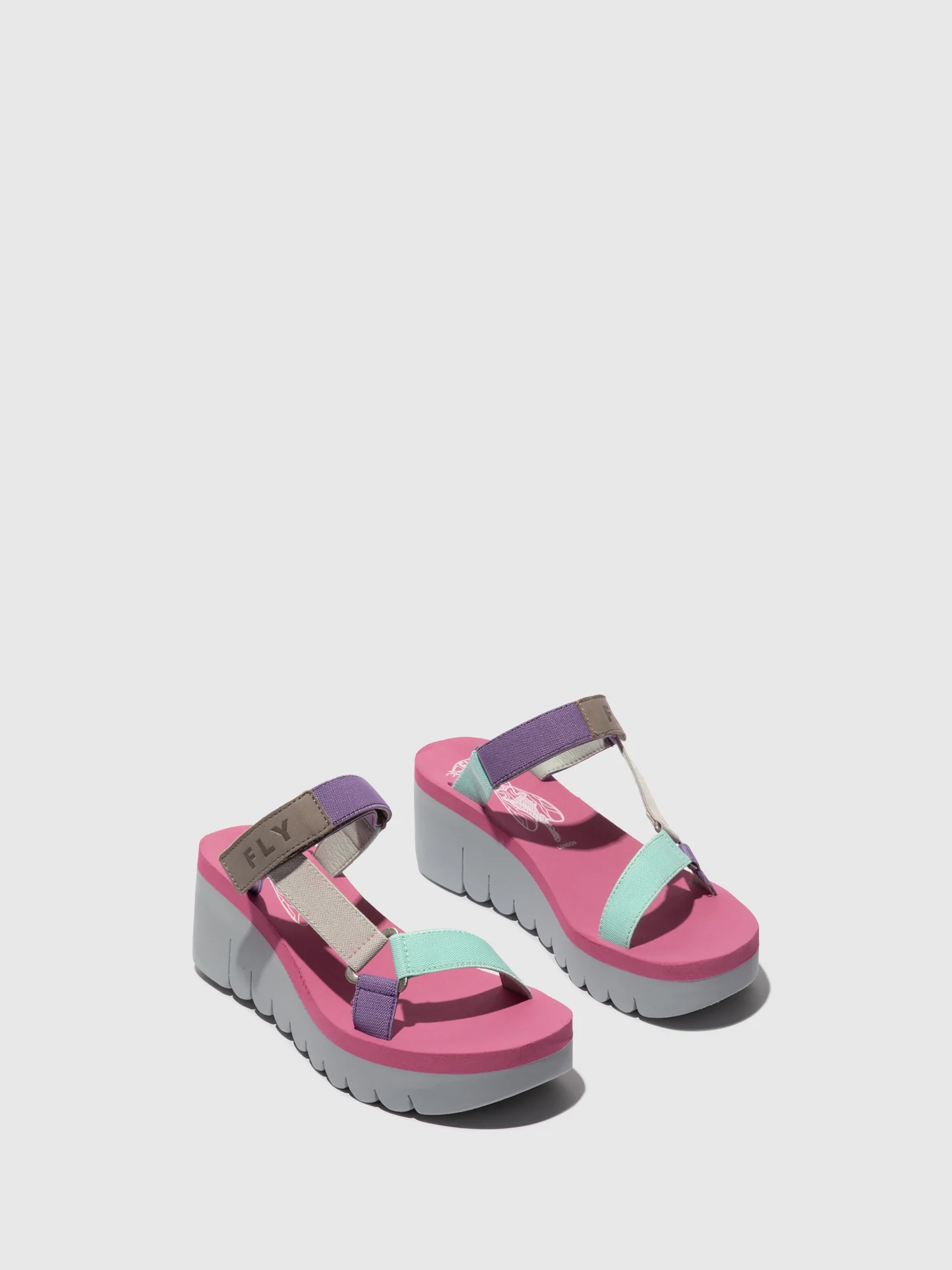 T-Strap Sandals YAKA037FLY GREY/MULTICOLOR/LILAC - Image 2