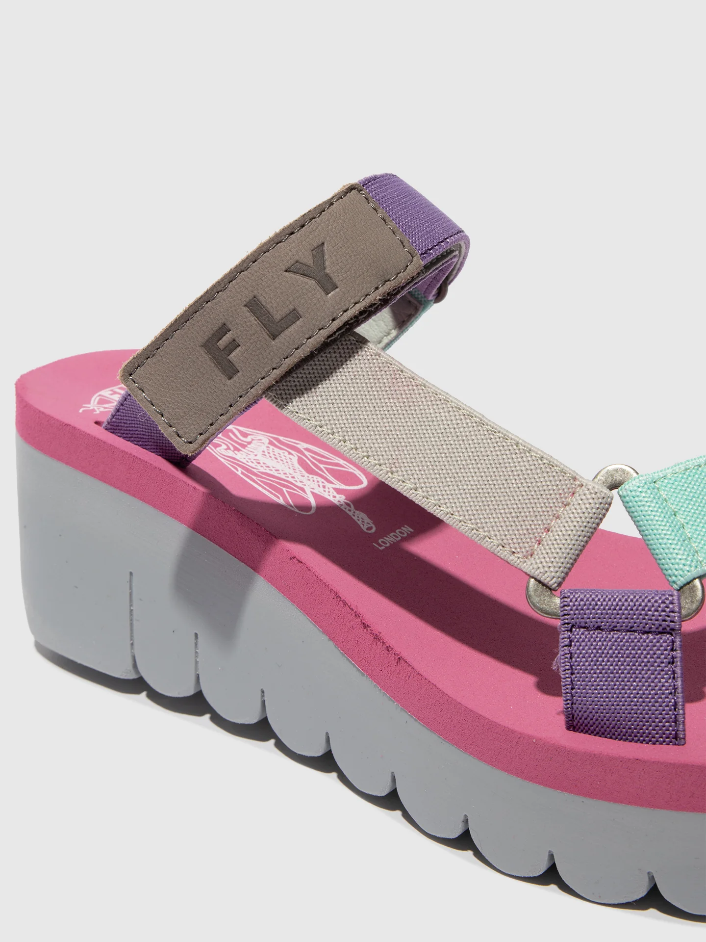 T-Strap Sandals YAKA037FLY GREY/MULTICOLOR/LILAC - Image 4