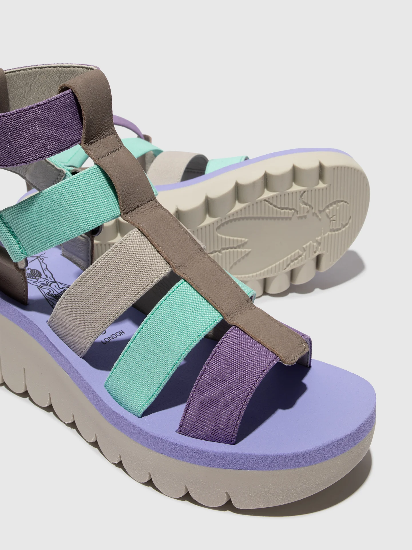 Strappy Sandals YUFI032FLY GREY/MULTICOLOR/VIOLET - Image 4