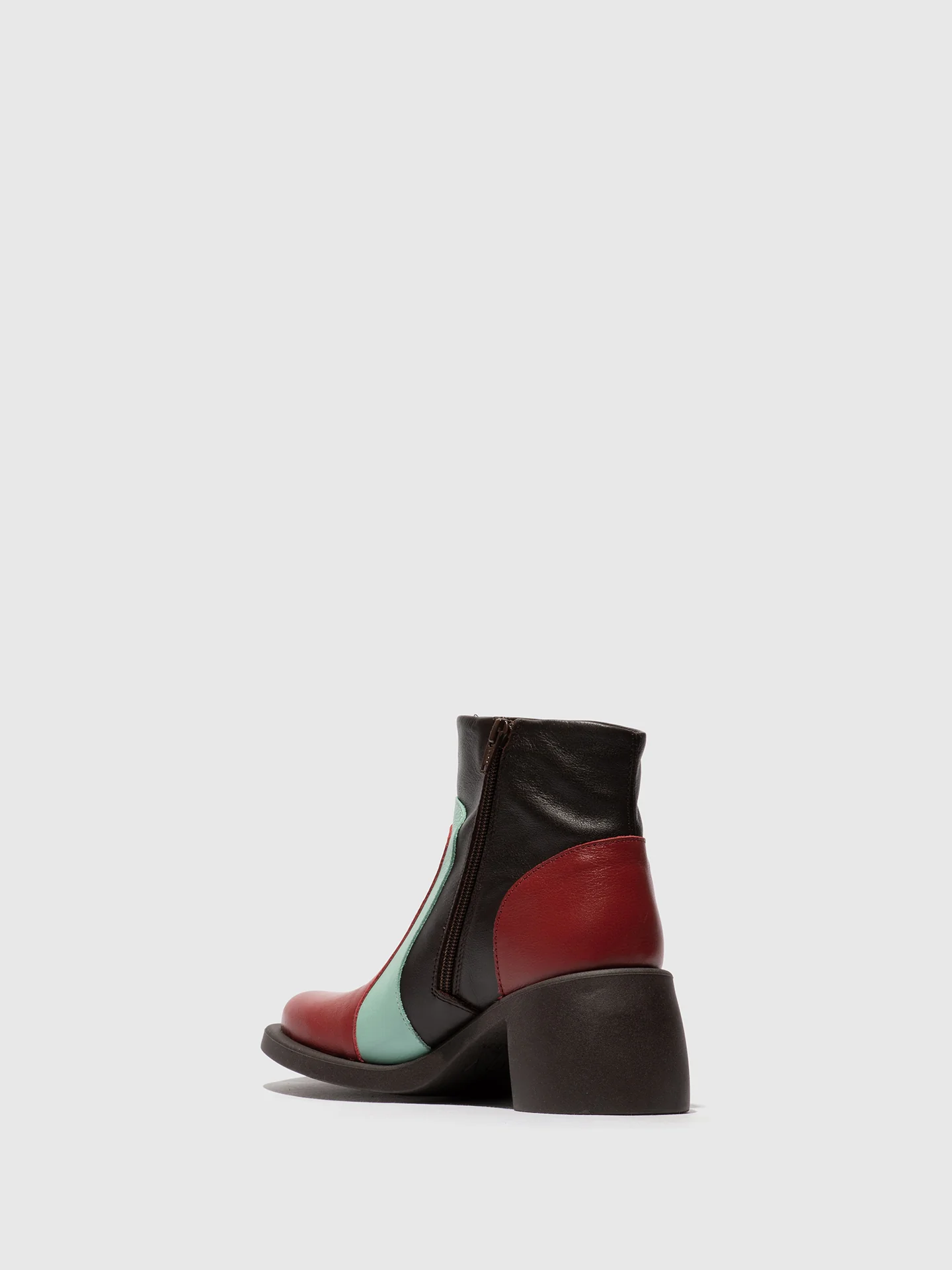 Zip Up Ankle Boots HEWI304FLY INTENSE RUST/DK MINT/DK BROWN - Image 3
