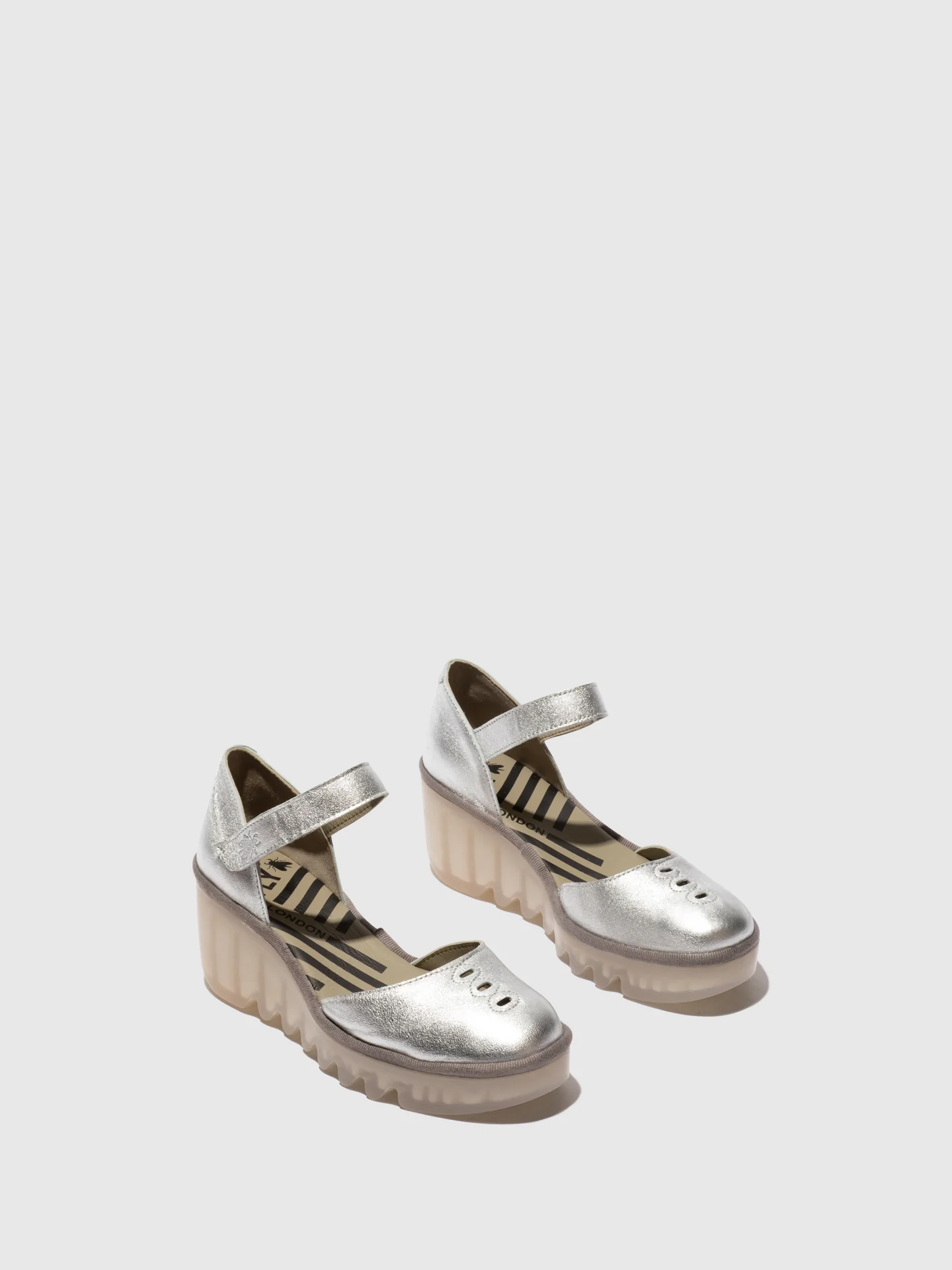Ankle Strap Sandals BISO305FLY LAMINATO SILVER - Image 2