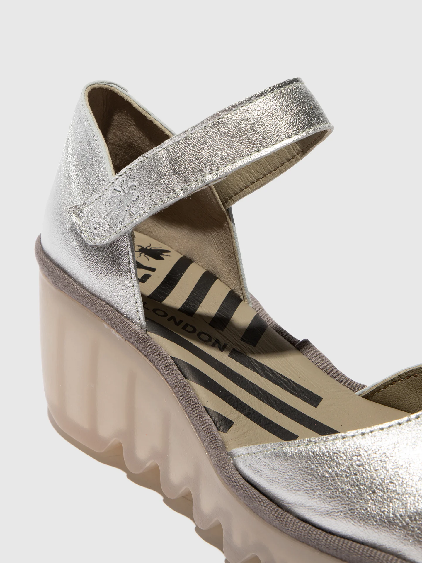 Ankle Strap Sandals BISO305FLY LAMINATO SILVER - Image 4