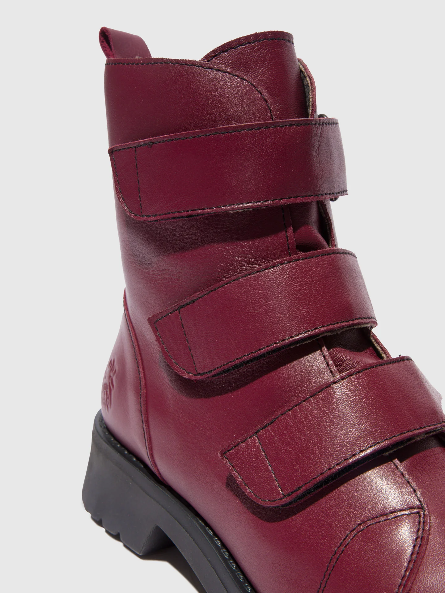 Velcro Ankle Boots RACH790FLY LEATHER WINE(BLACK) - Image 4