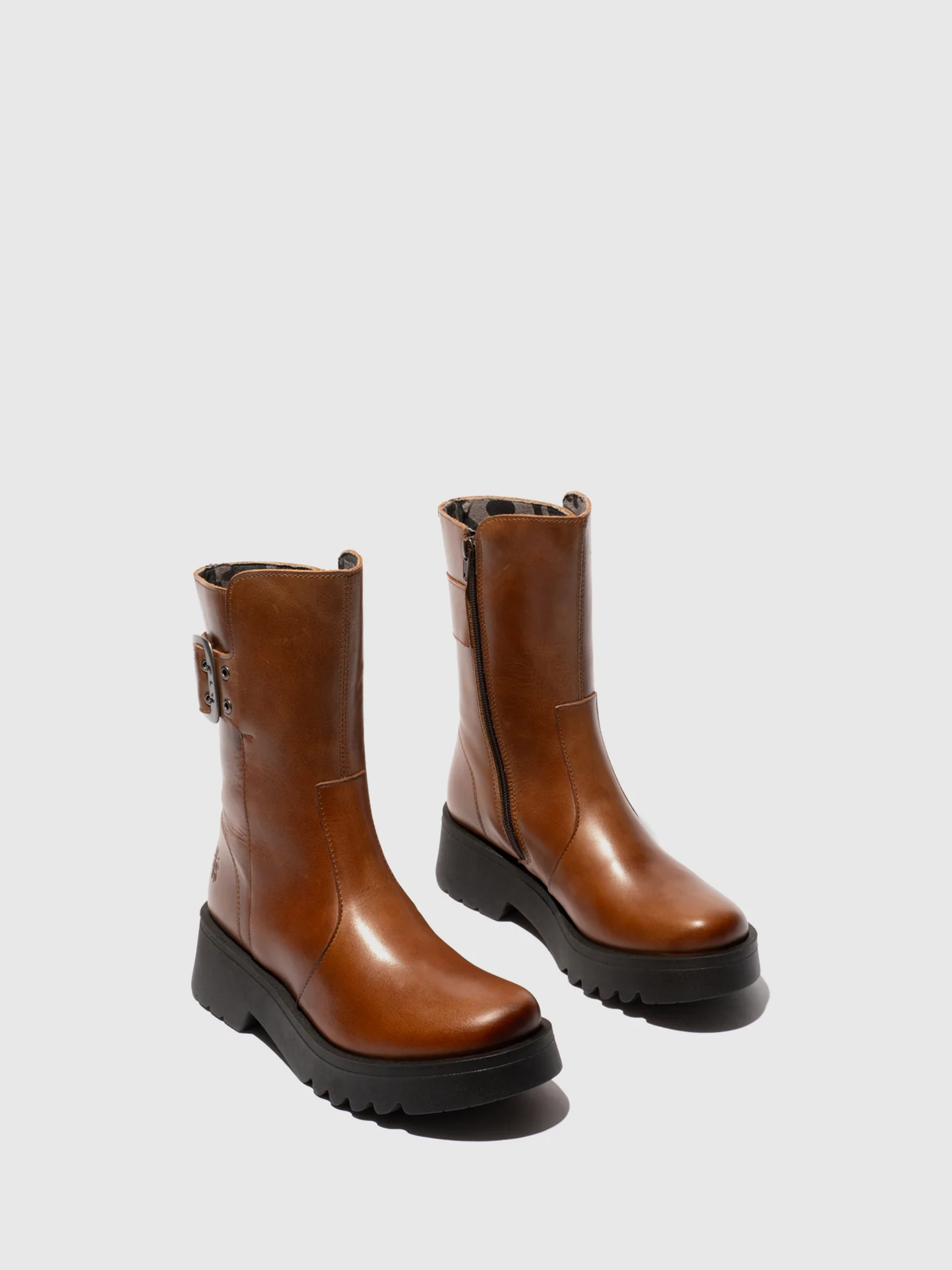 Buckle Ankle Boots MAZZ127FLY MID. BROWN - Image 2
