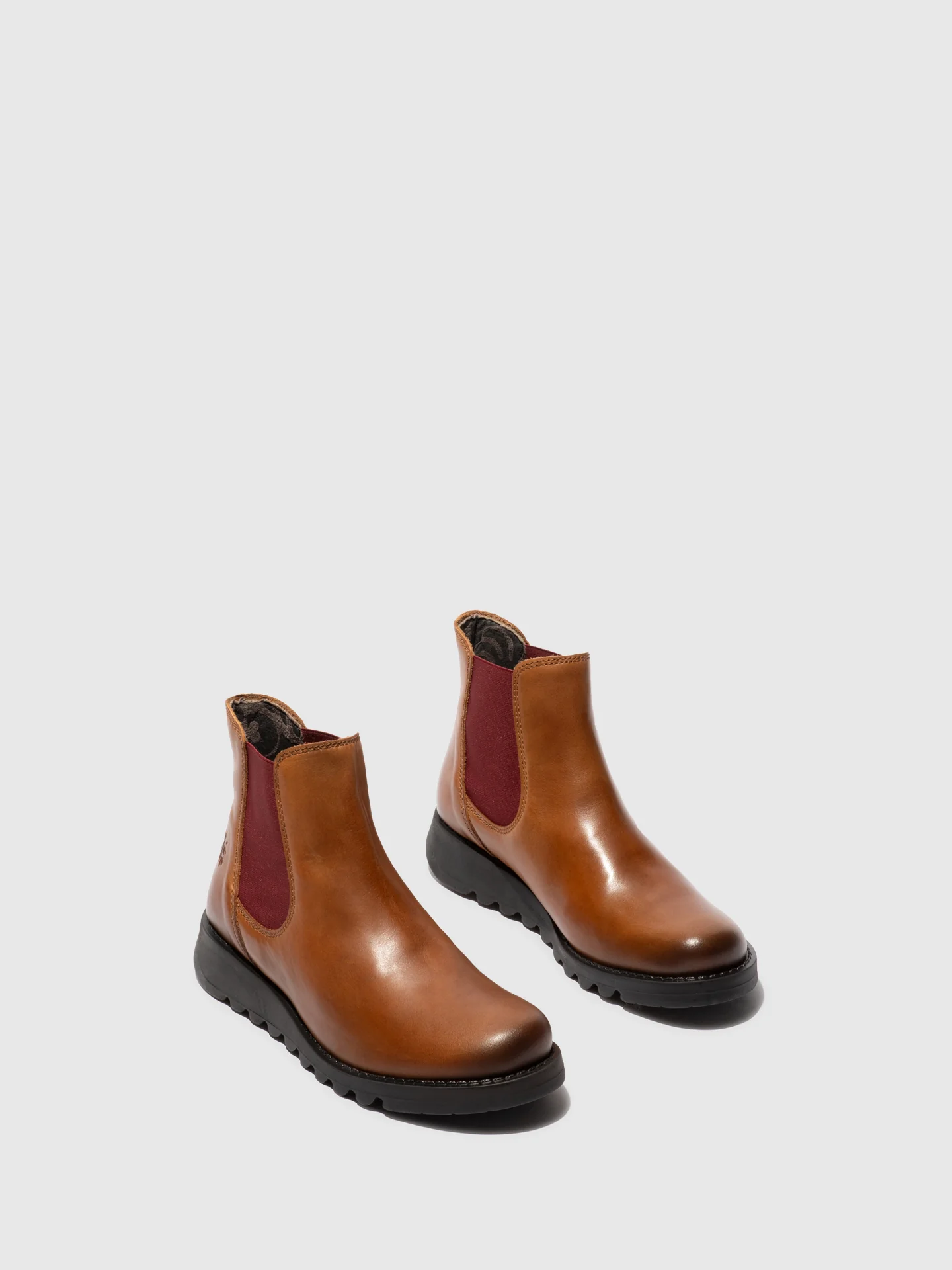 Chelsea Ankle Boots SALV195FLY MID.BROWN (RED ELASTIC) - Image 2