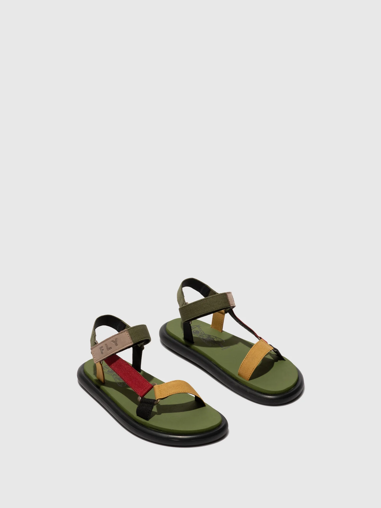 T-Strap Sandals OLIE072FLY MILITARY/MULTICOLOR/ARMY GREEN - Image 2