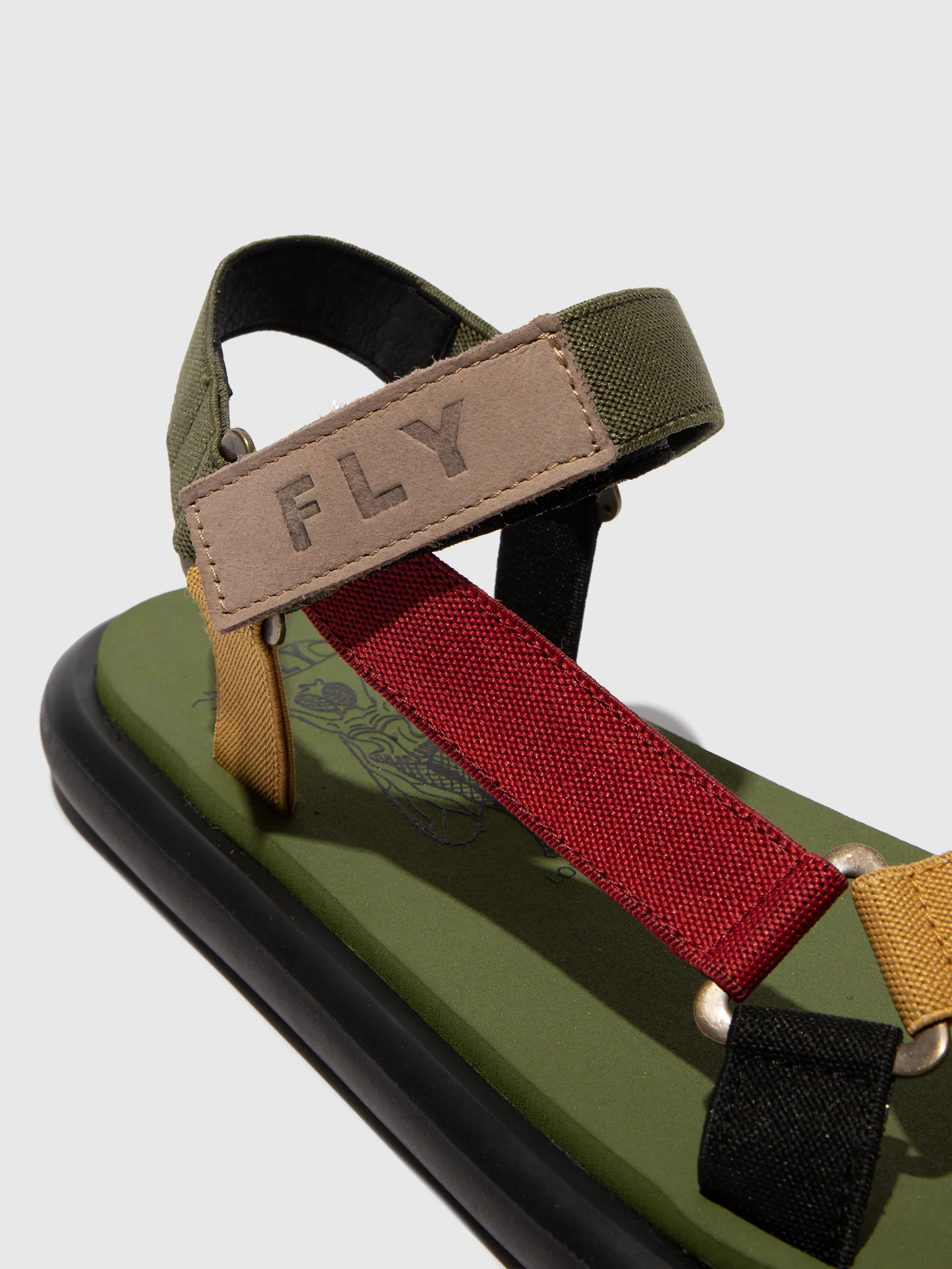 T-Strap Sandals OLIE072FLY MILITARY/MULTICOLOR/ARMY GREEN - Image 4