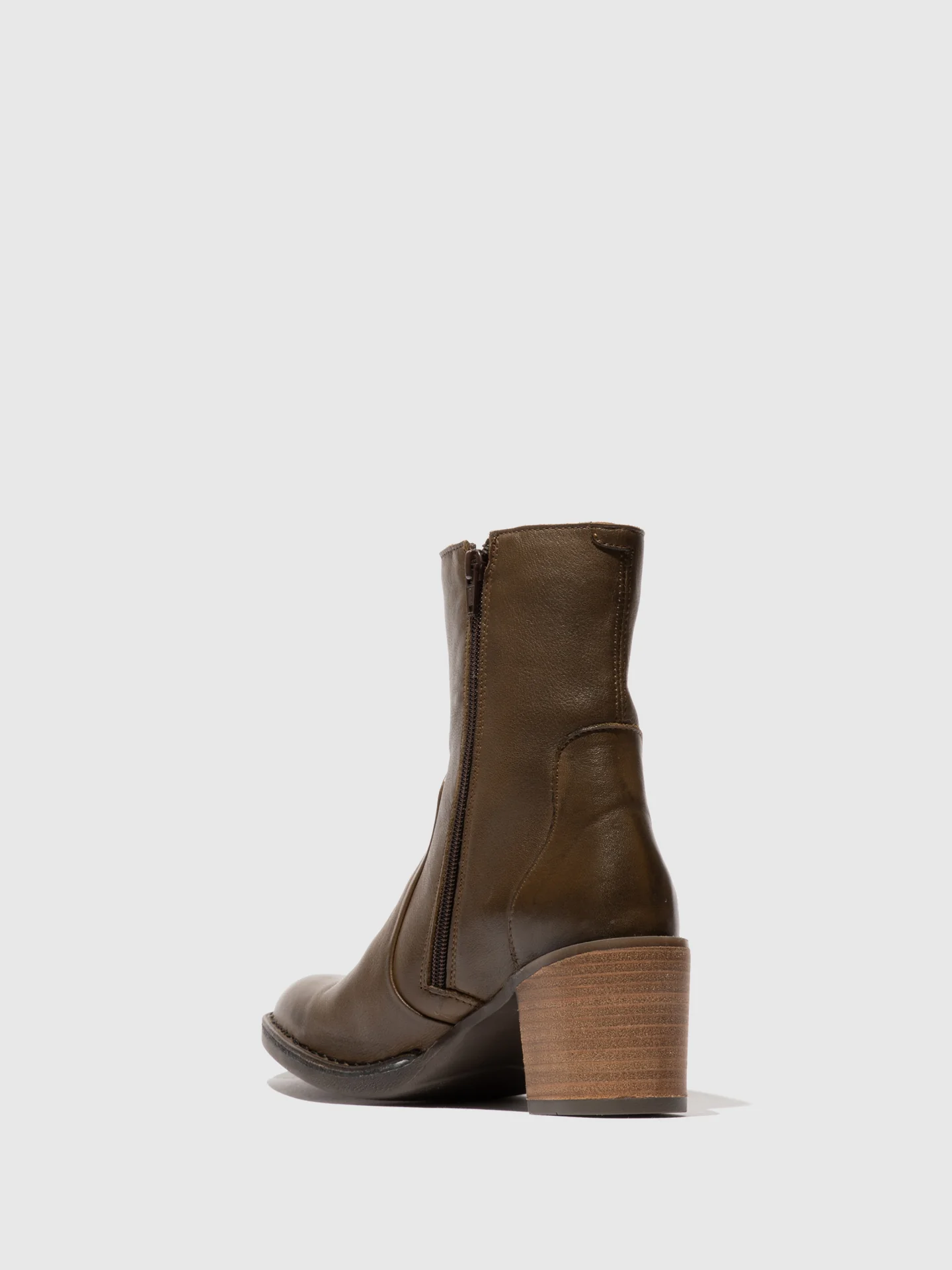 Zip Up Ankle Boots BECY097FLY MILITARY - Image 3