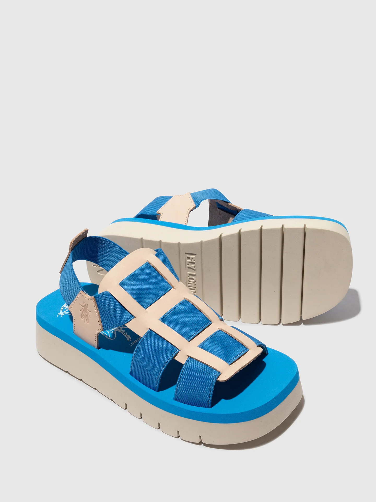 Sling-Back Sandals SAMB245FLY NATURAL/AZURRE/AZURRE - Image 4