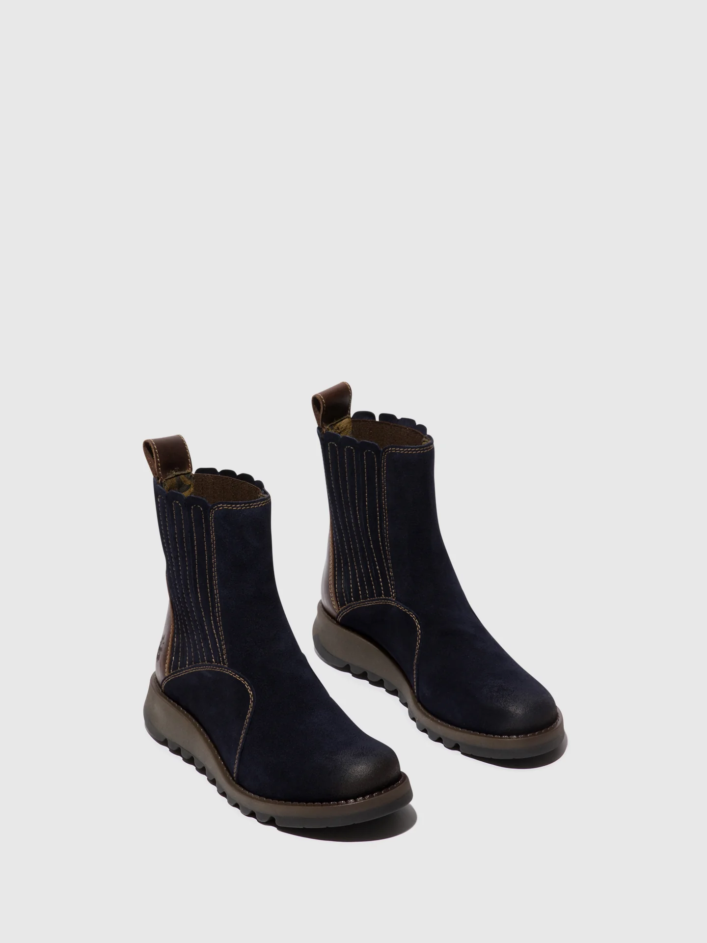 Zip Up Ankle Boots SUZY899FLY NAVY/DK. BROWN - Image 2