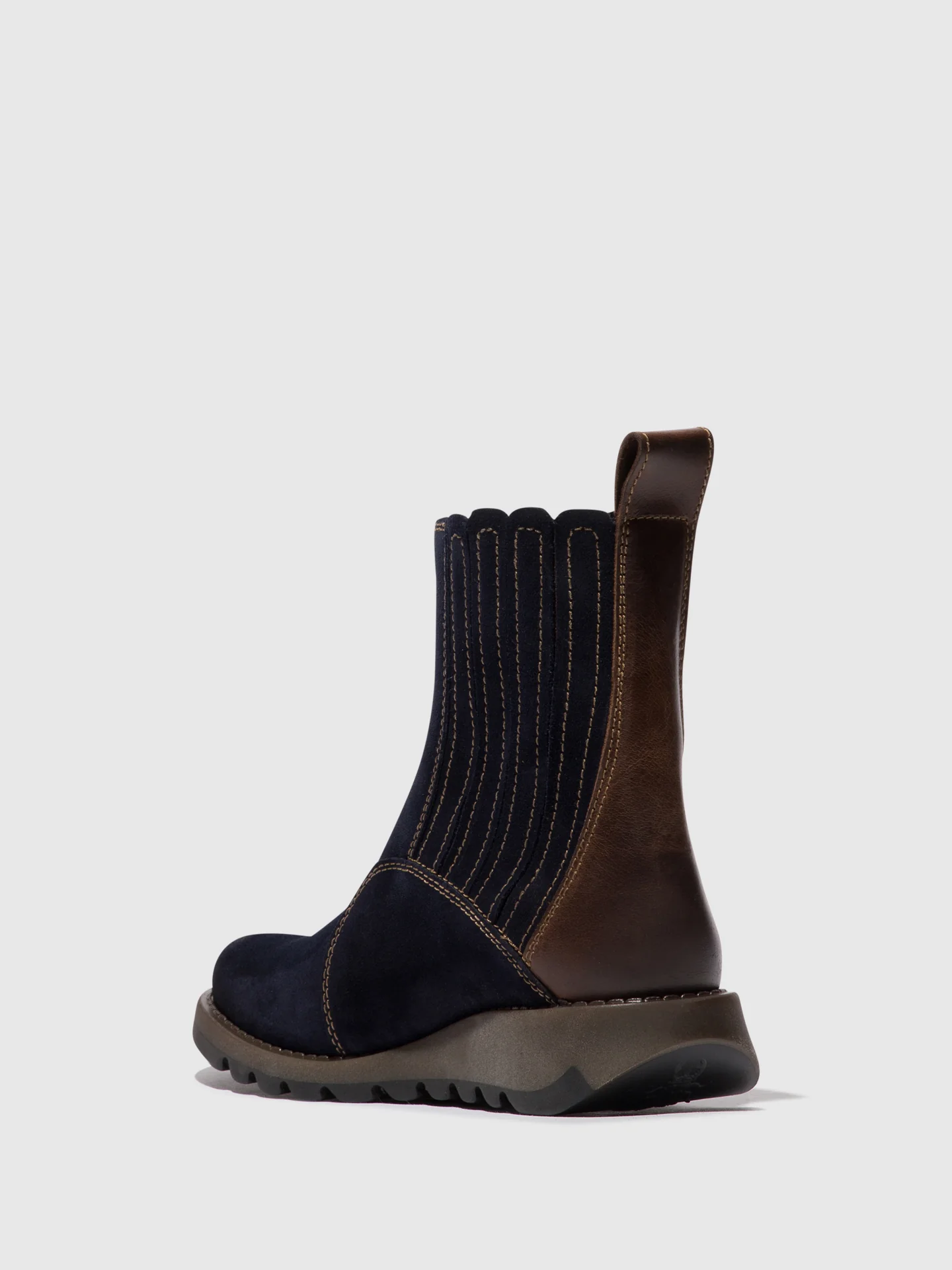 Zip Up Ankle Boots SUZY899FLY NAVY/DK. BROWN - Image 3