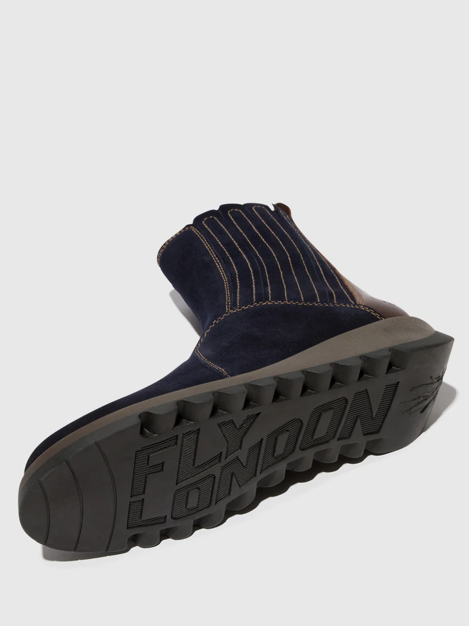 Zip Up Ankle Boots SUZY899FLY NAVY/DK. BROWN - Image 4