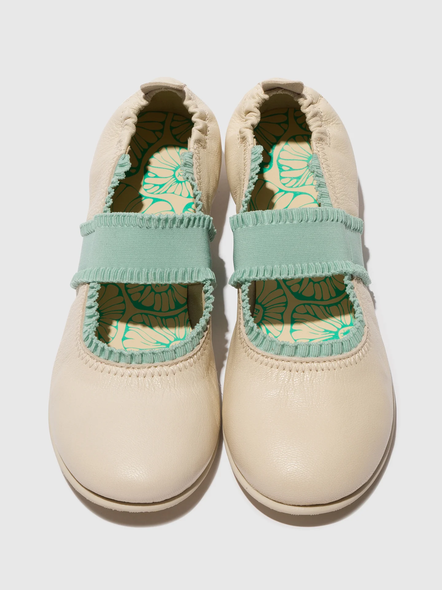Elasticated Ballerinas GECH253FLY OFFWHITE/SPEARMINT - Image 4