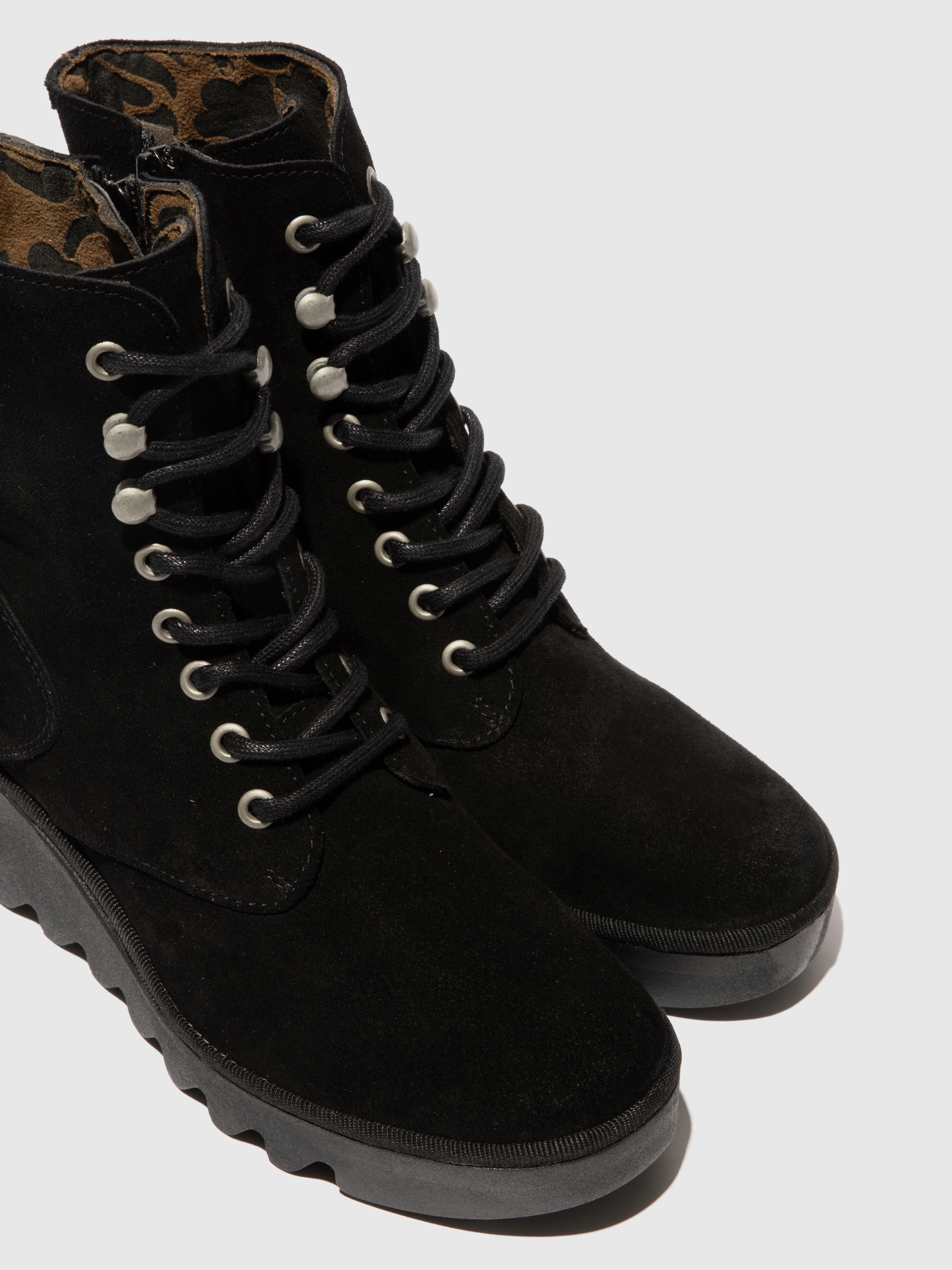 Lace-up Ankle Boots BIRR534FLY OIL SUEDE BLACK - Image 4