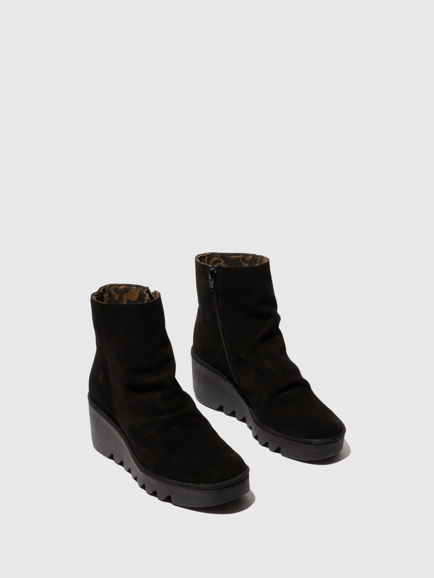 Zip Up Ankle Boots BAAN538FLY OIL SUEDE BLACK - Image 2