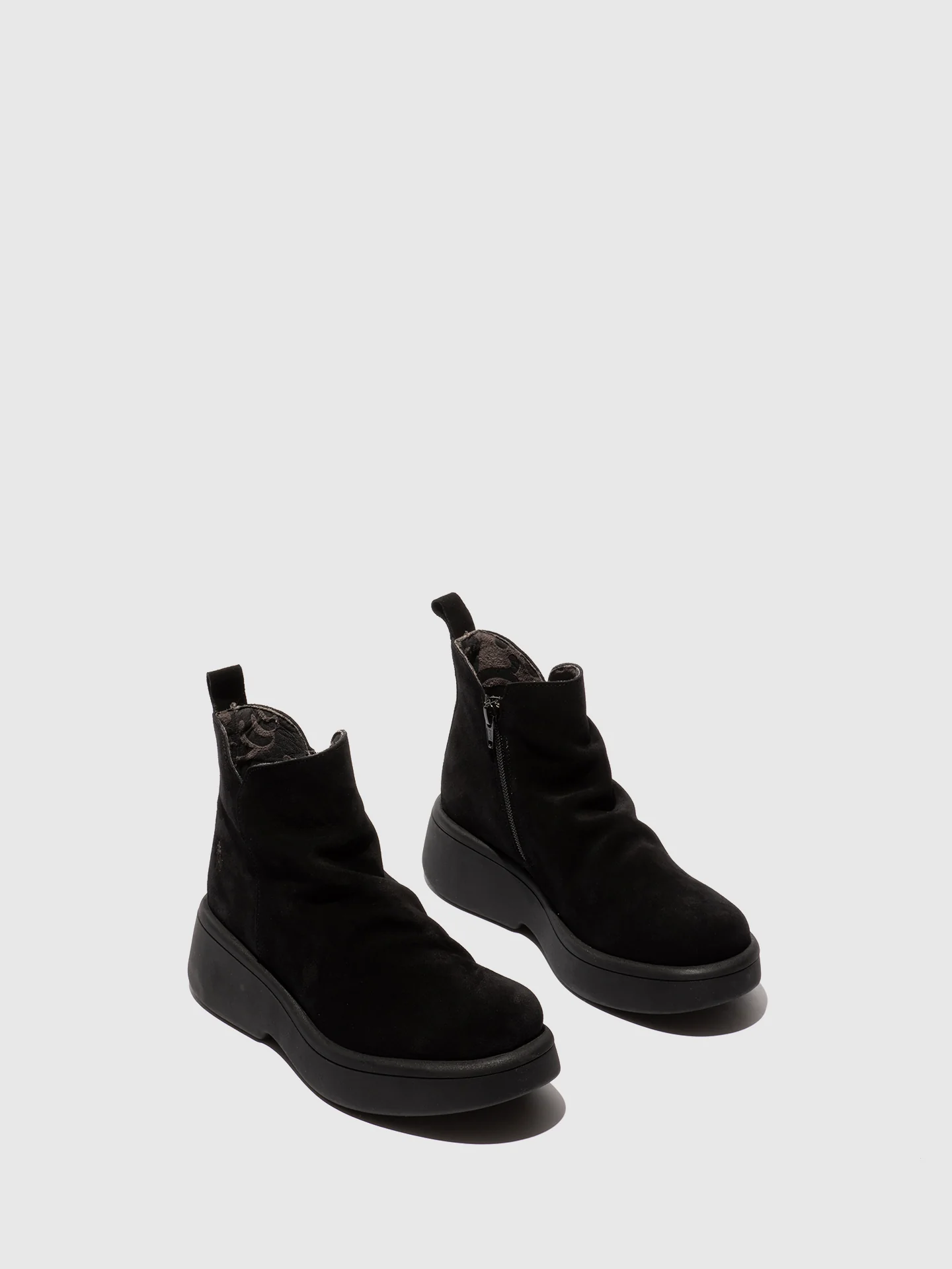 Zip Up Ankle Boots MAZY323FLY OIL SUEDE BLACK - Image 2