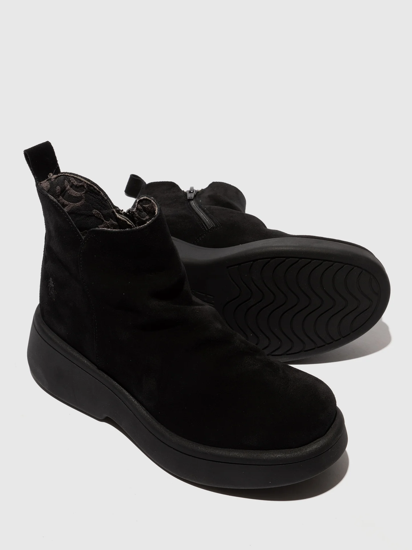 Zip Up Ankle Boots MAZY323FLY OIL SUEDE BLACK - Image 4