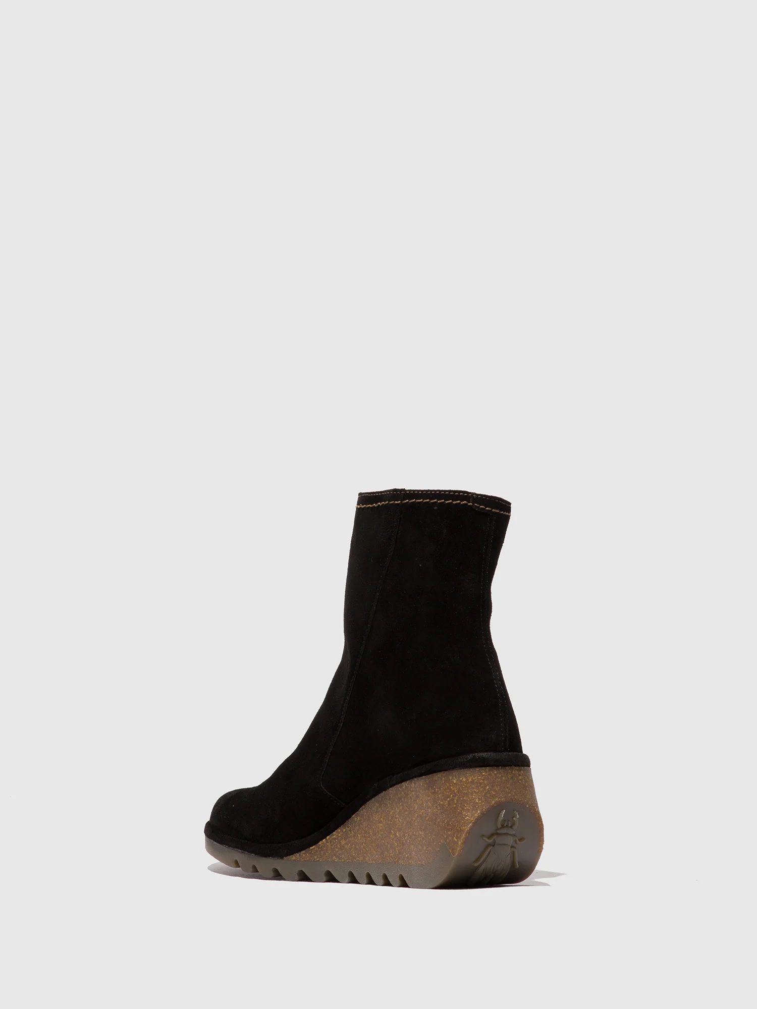 Zip Up Ankle Boots NELA407FLY OIL SUEDE BLACK - Image 3