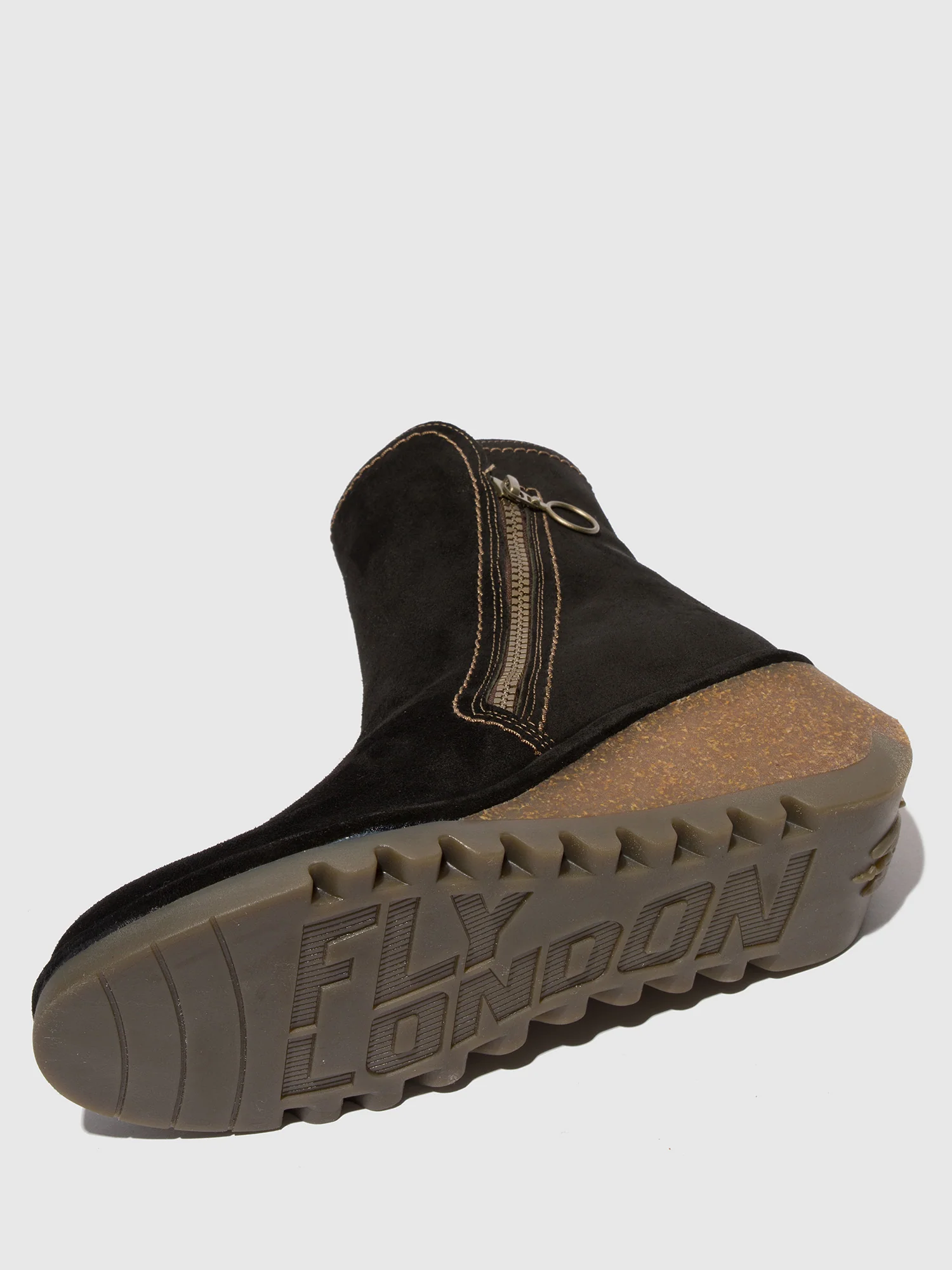 Zip Up Ankle Boots NELA407FLY OIL SUEDE BLACK - Image 4