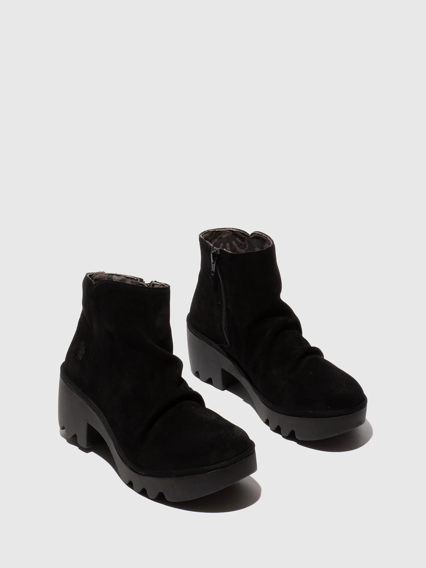 Zip Up Ankle Boots TULP592FLY OIL SUEDE BLACK - Image 3
