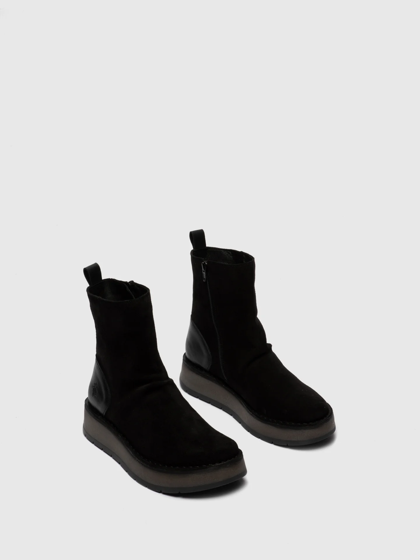 Zip Up Ankle Boots RENO053FLY OILSUEDE/RUG BLACK - Image 2