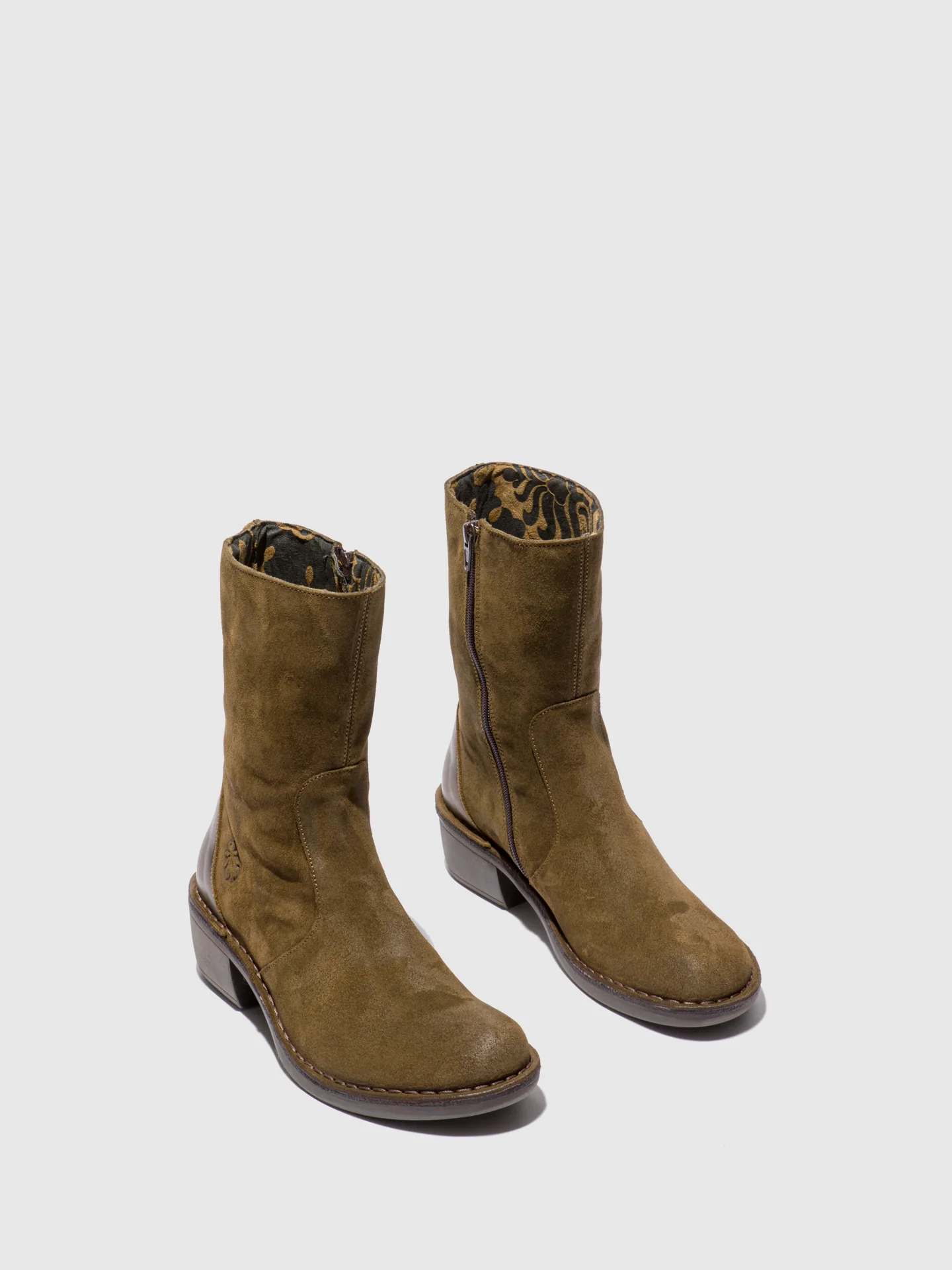 Zip Up Ankle Boots MANE073FLY OILSUEDE/RUG SLUDGE/OLIVE - Image 2
